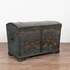 19th Century Swedish Original Painted Dome-Top Trunk, Dated 1863