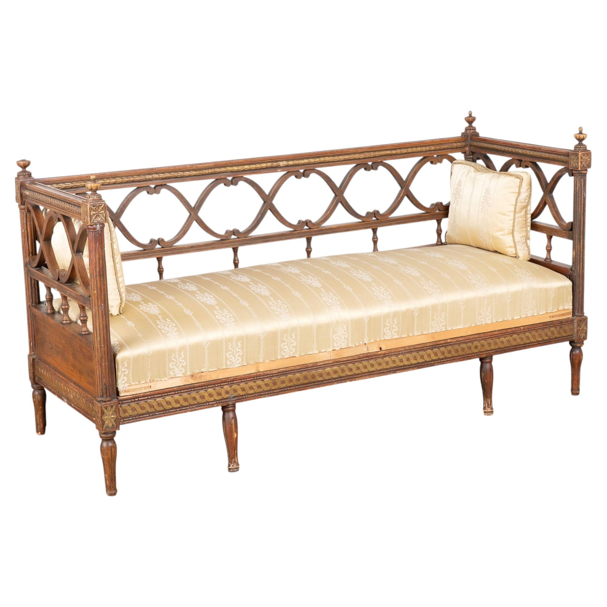 19th Century Swedish Original Painted Gustavian Bench Settee