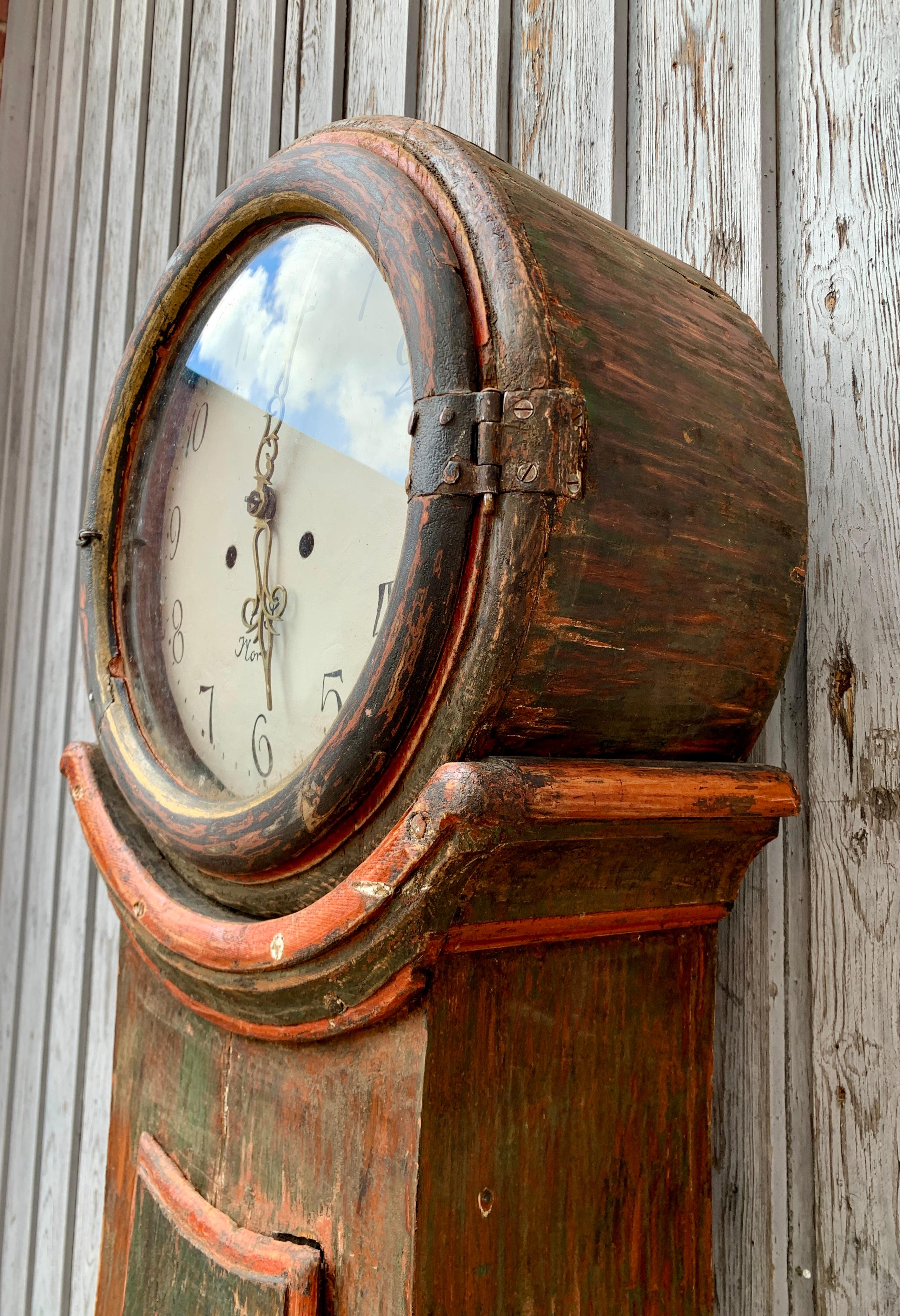 19th Century Swedish Original Painted Mora Clock For Sale 8