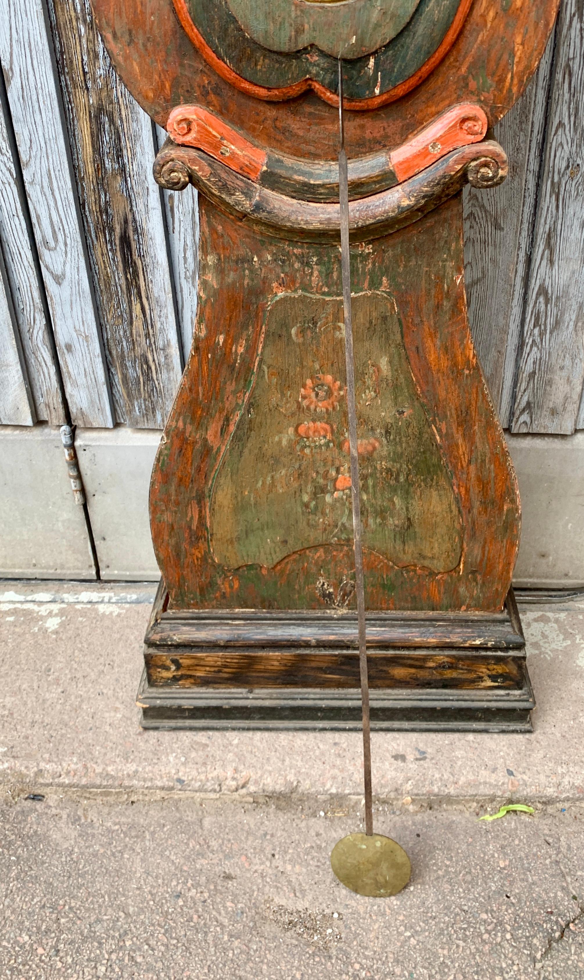 19th Century Swedish Original Painted Mora Clock For Sale 9