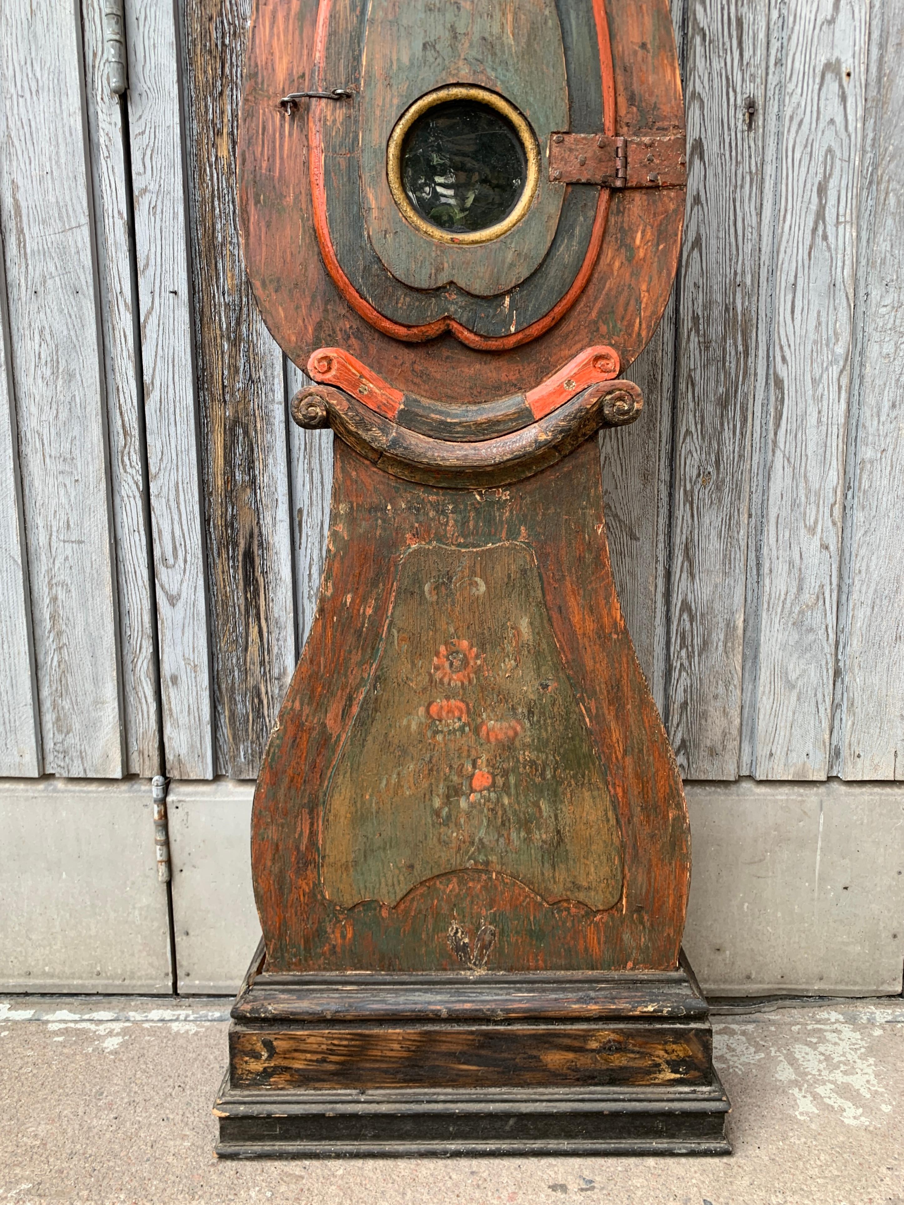 Early 19th Century 19th Century Swedish Original Painted Mora Clock For Sale