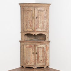 19th Century Swedish Original Painted Pine Corner Cabinet
