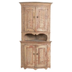 19th Century Swedish Original Painted Pine Corner Cabinet