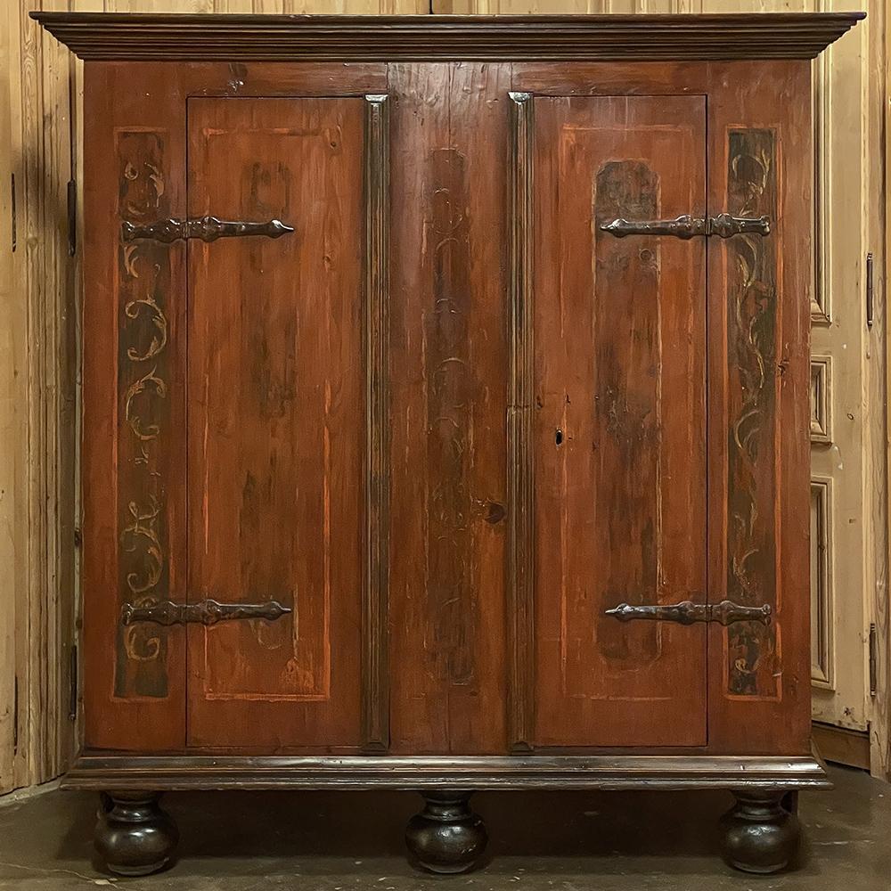 Rustic 19th Century Swedish Painted Armoire For Sale