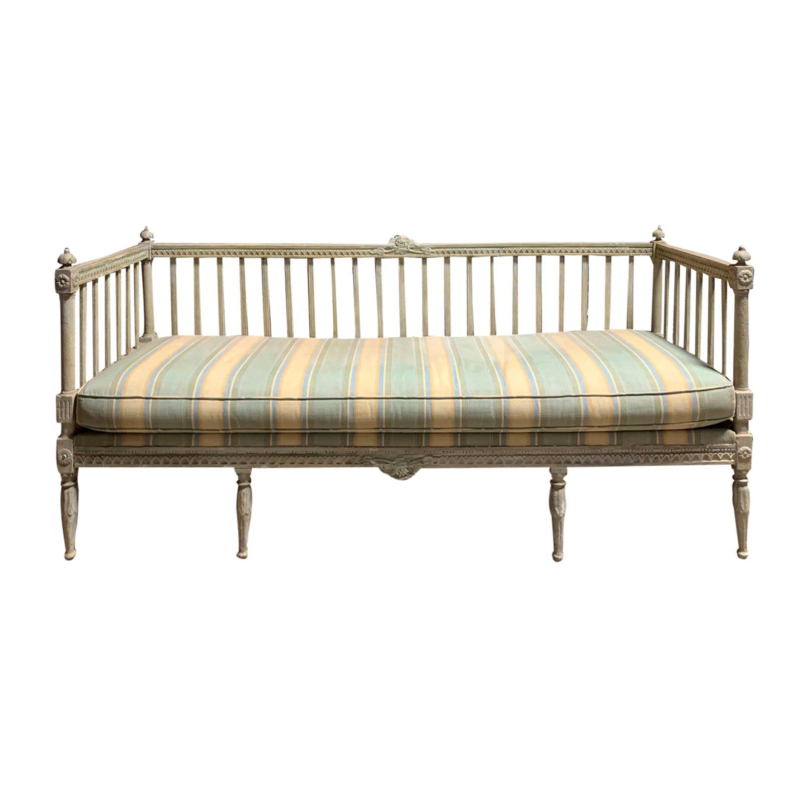 19th Century Swedish Painted Bench / Daybed / Sofa