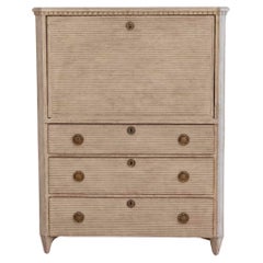 19th-Century Swedish Painted Bureau In White With Original Interior