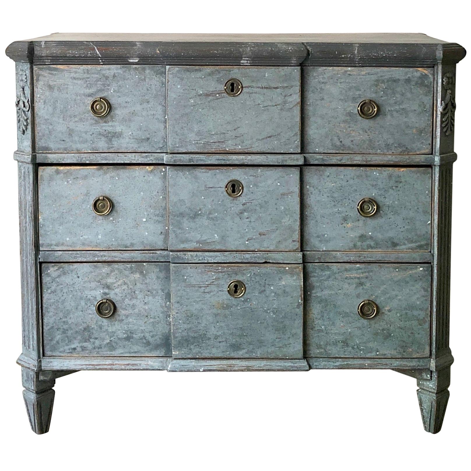 19th Century Swedish Painted Chest of Drawers