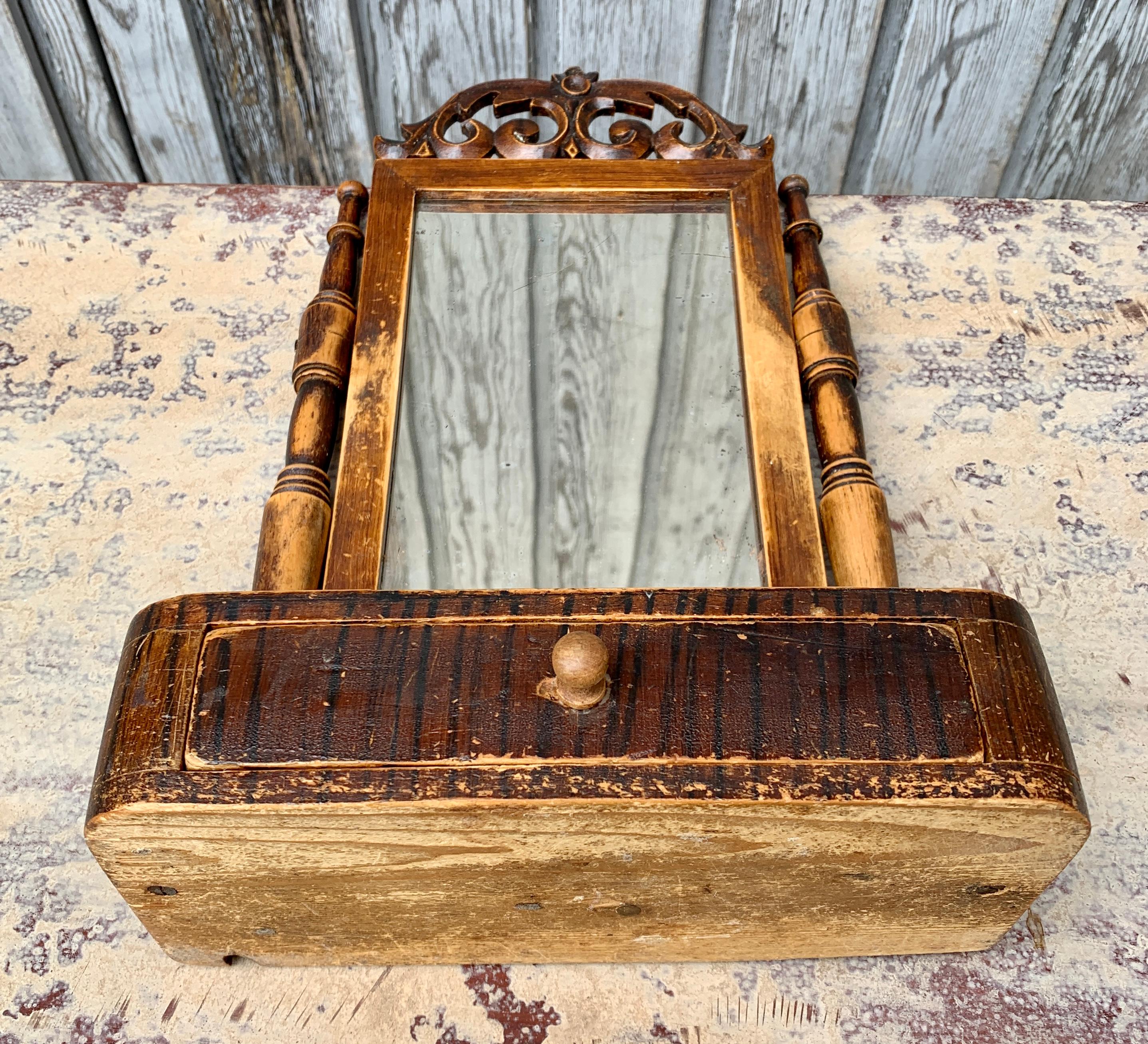 19th Century Swedish Painted Child Size Vanity Mirror For Sale 8