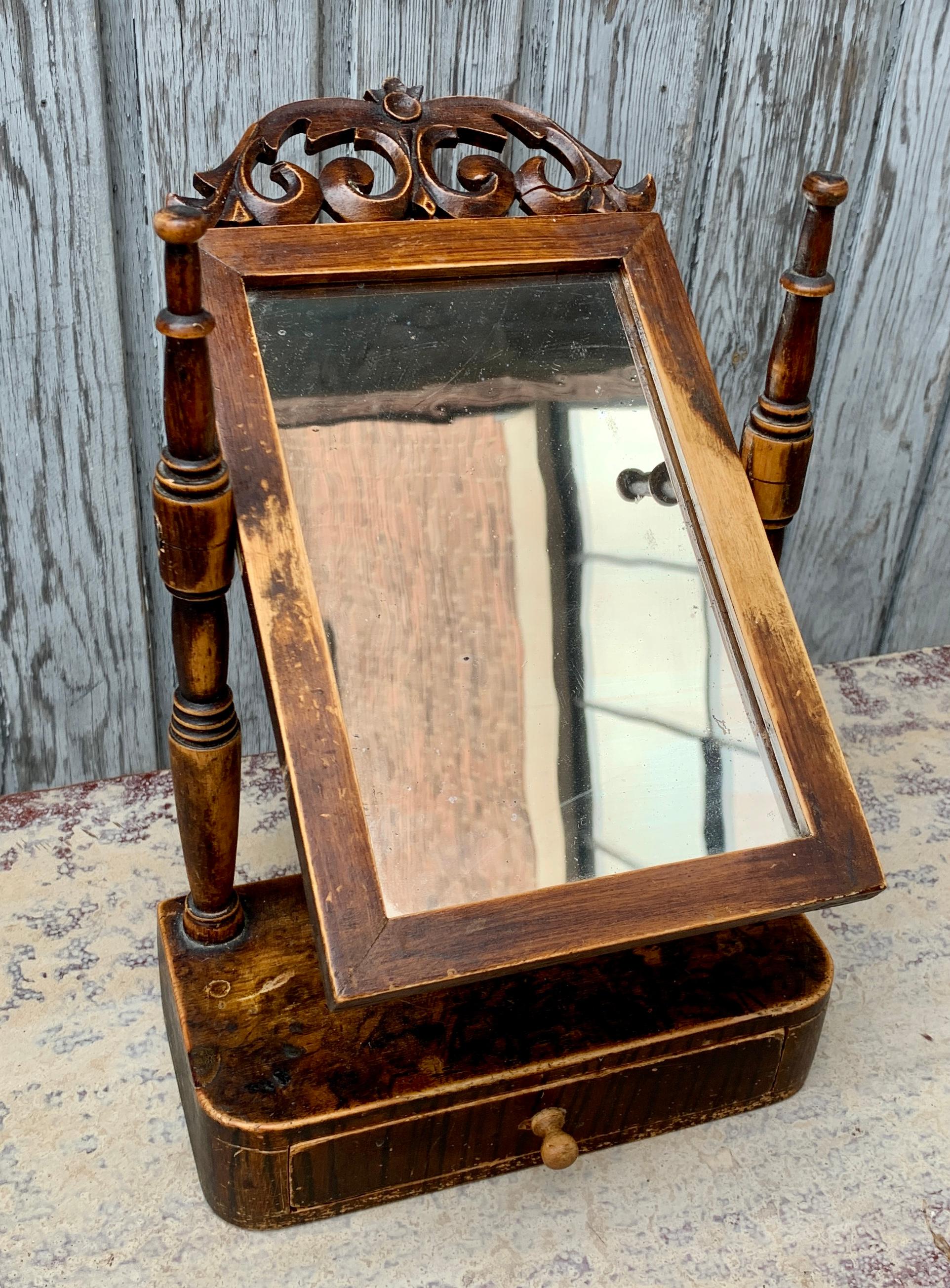 Mid-19th Century 19th Century Swedish Painted Child Size Vanity Mirror For Sale