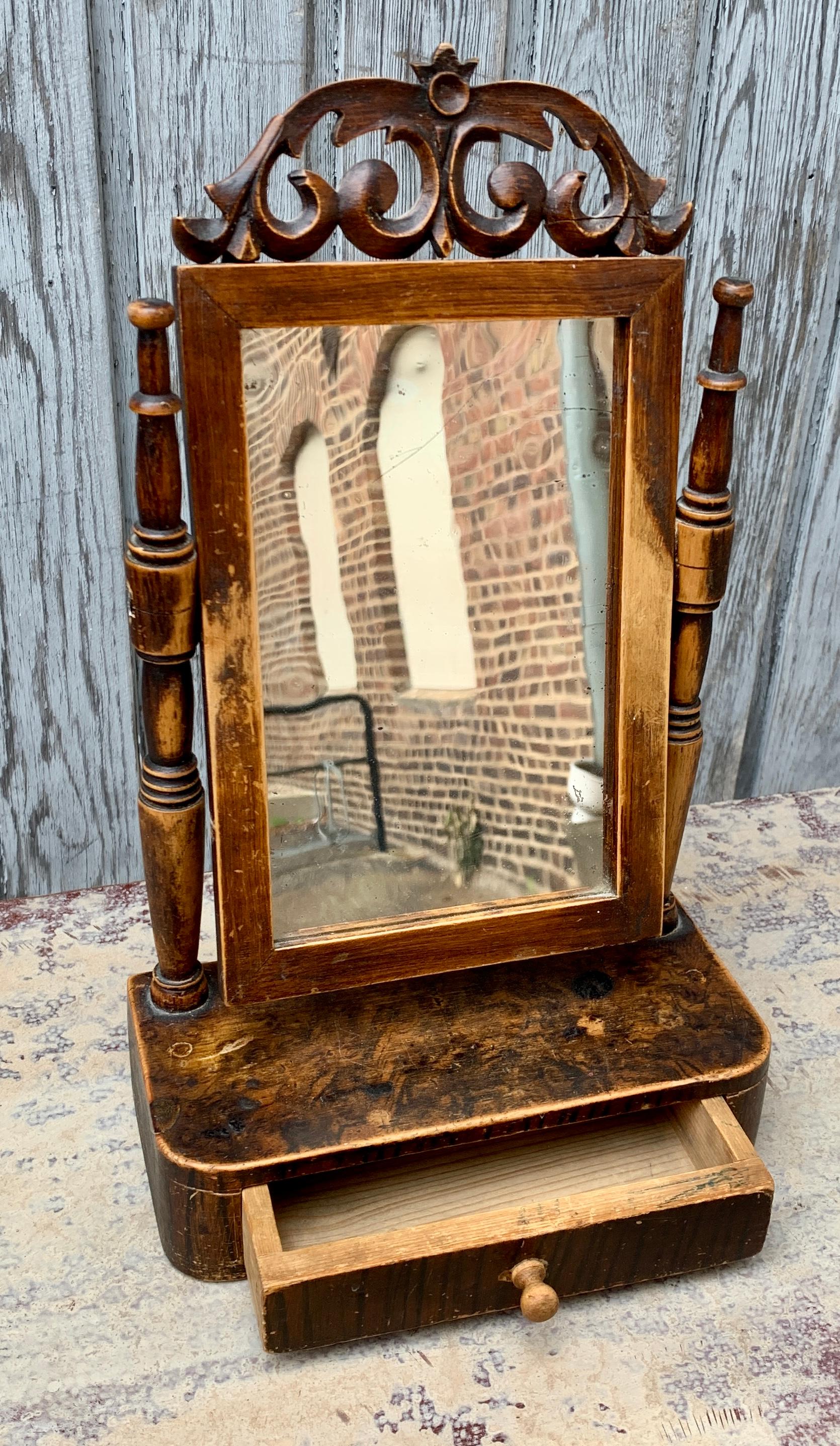 19th Century Swedish Painted Child Size Vanity Mirror For Sale 1