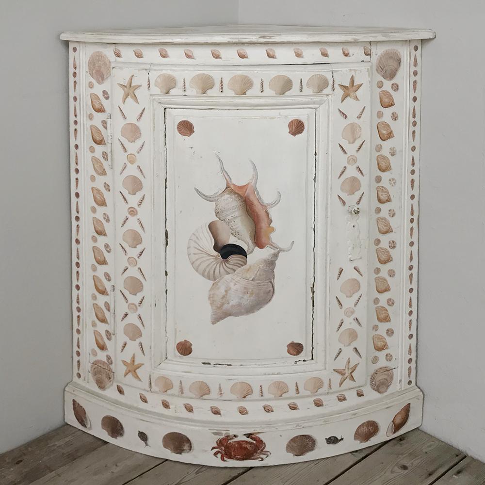 Hand-Painted 19th Century Swedish Painted Corner Cabinet