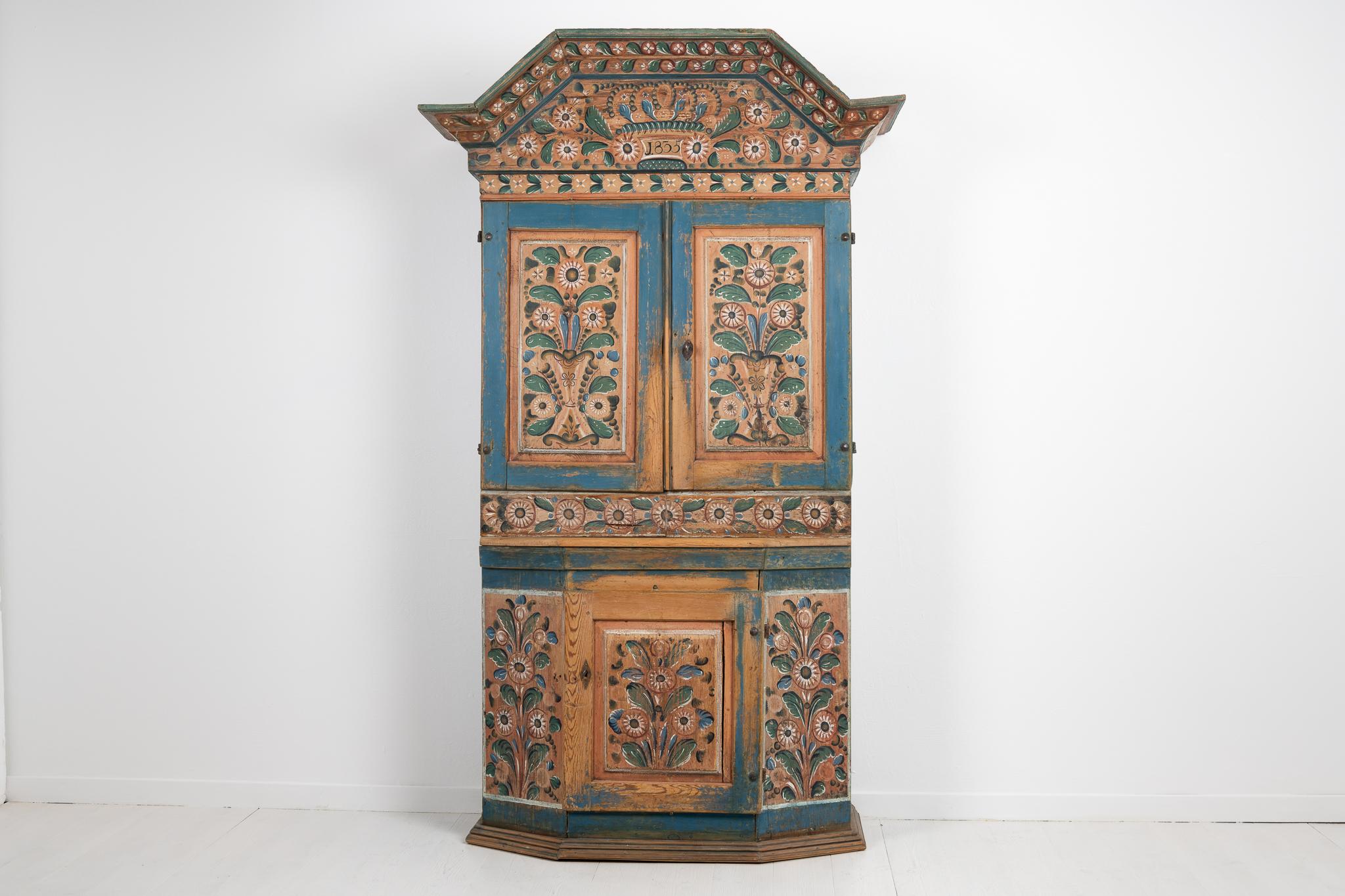 Hand-Crafted 19th Century Swedish Painted Country Cabinet