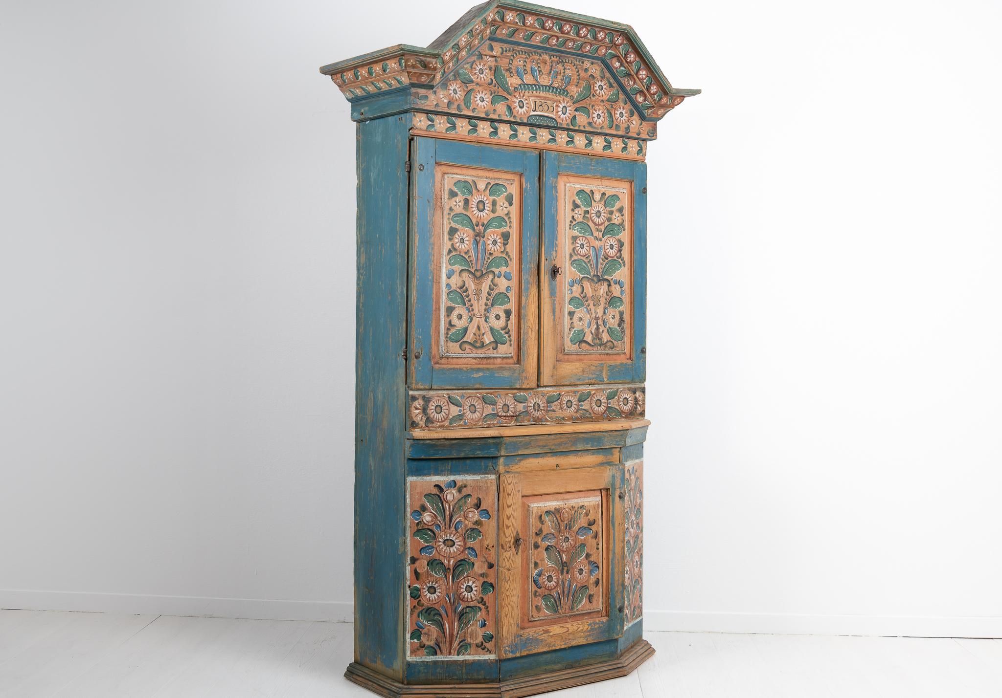 Pine 19th Century Swedish Painted Country Cabinet