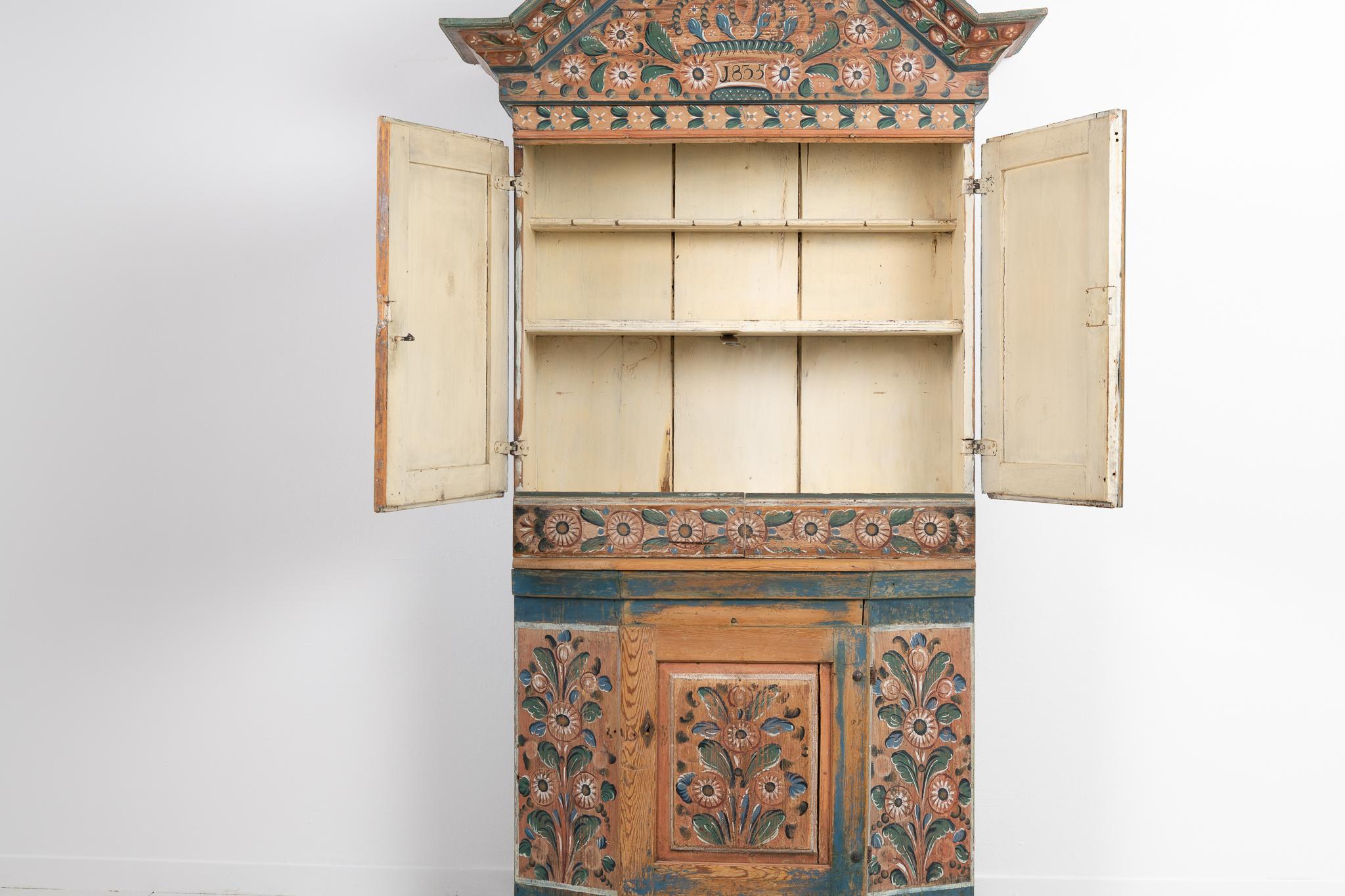 19th Century Swedish Painted Country Cabinet 1