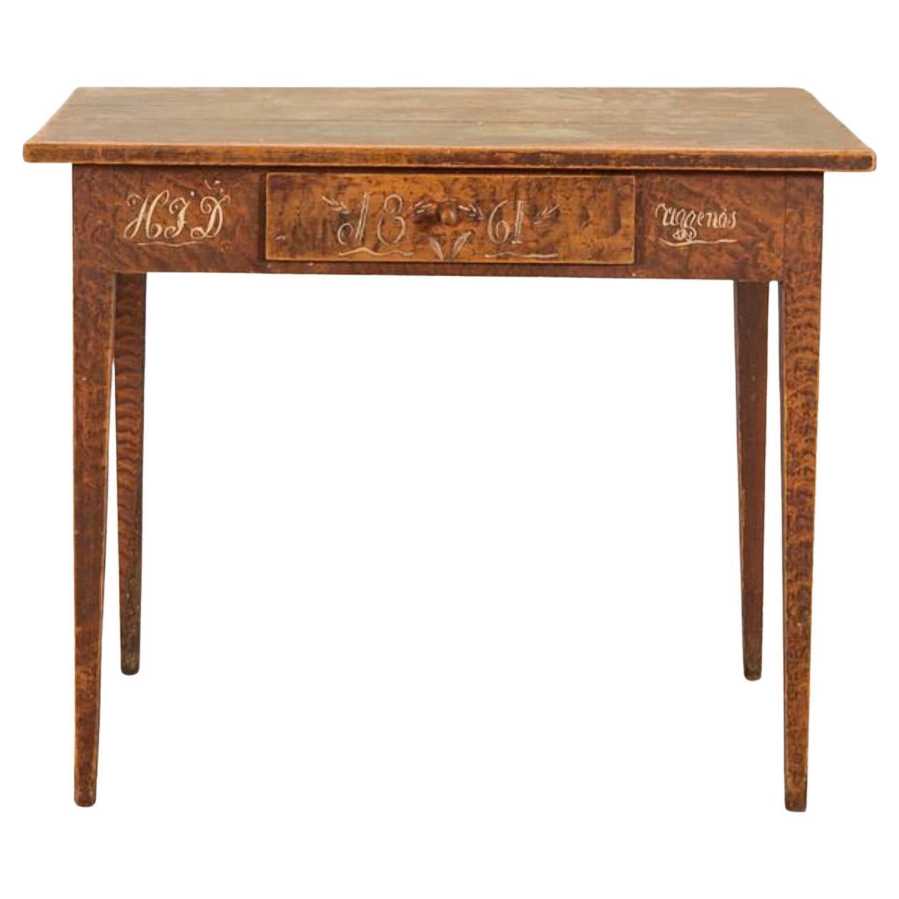 19th century Swedish painted country side table with drawer