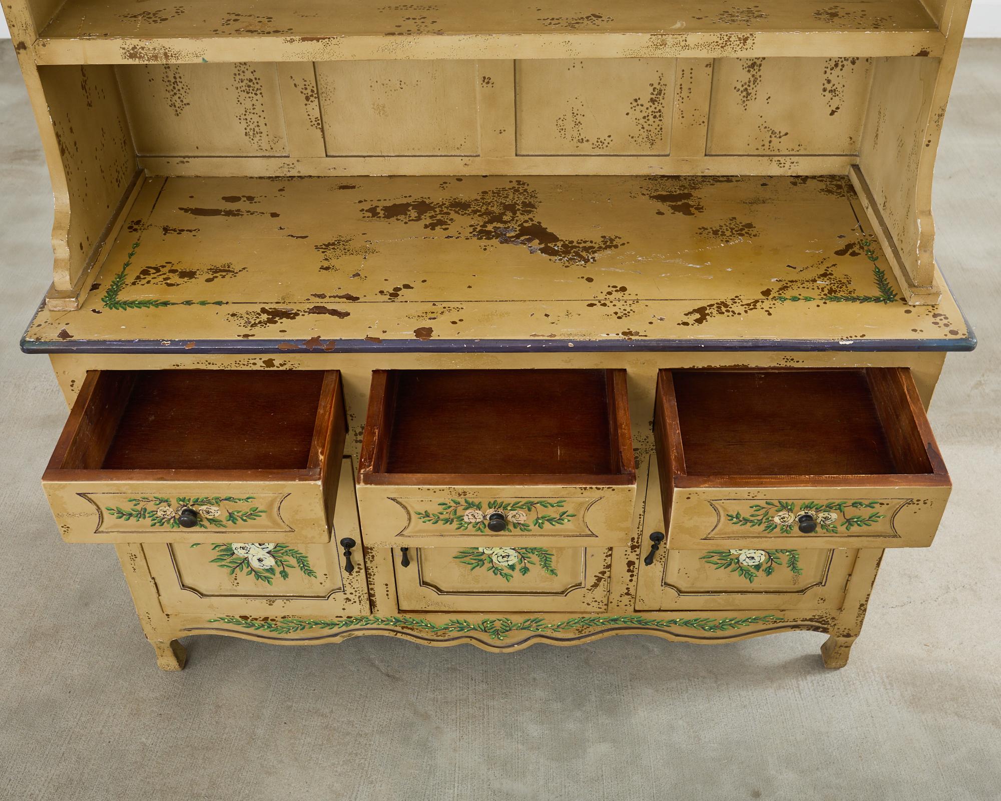 19th Century Swedish Painted Cupboard Dresser with Plate Rack 6