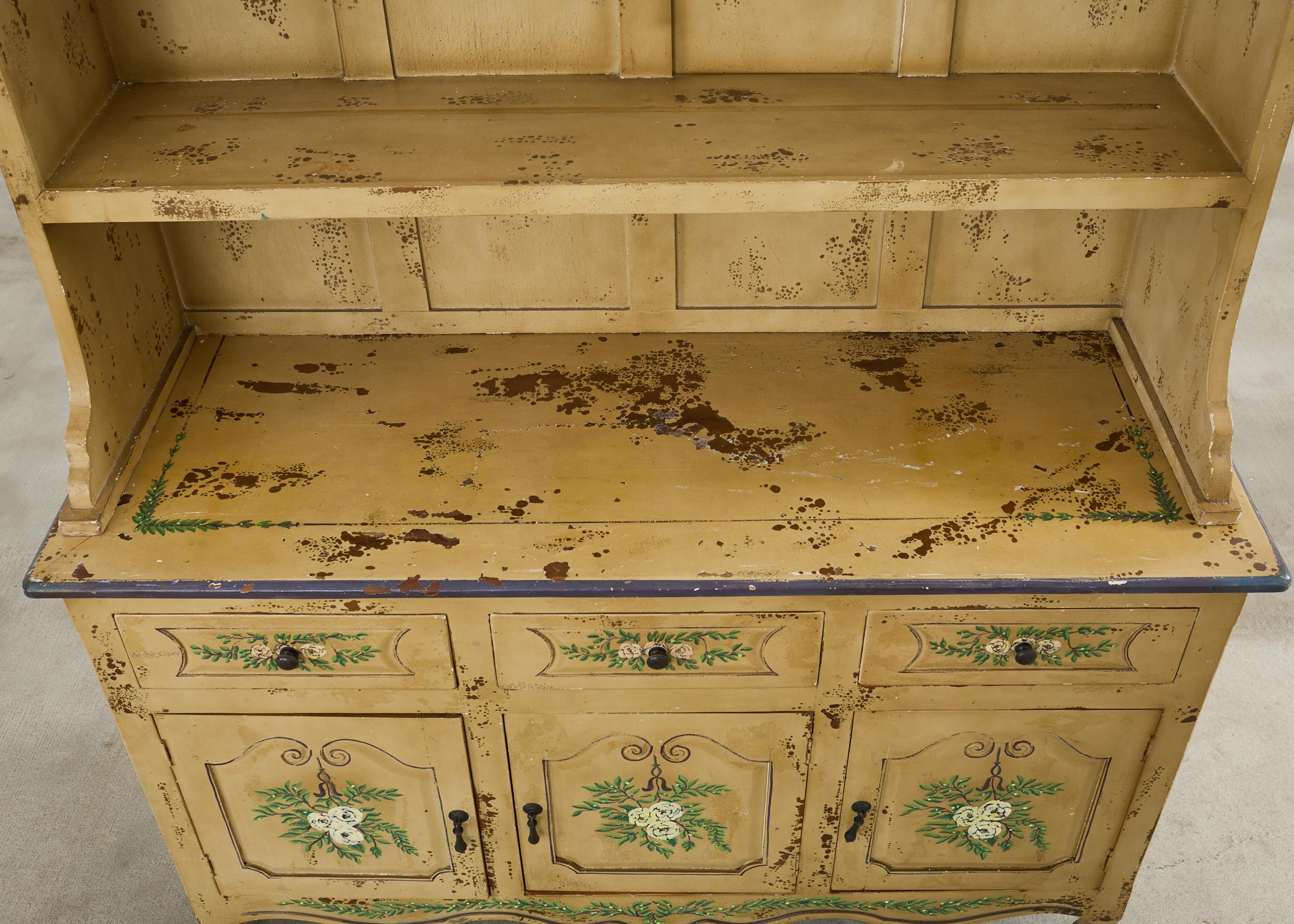 19th Century Swedish Painted Cupboard Dresser with Plate Rack 7