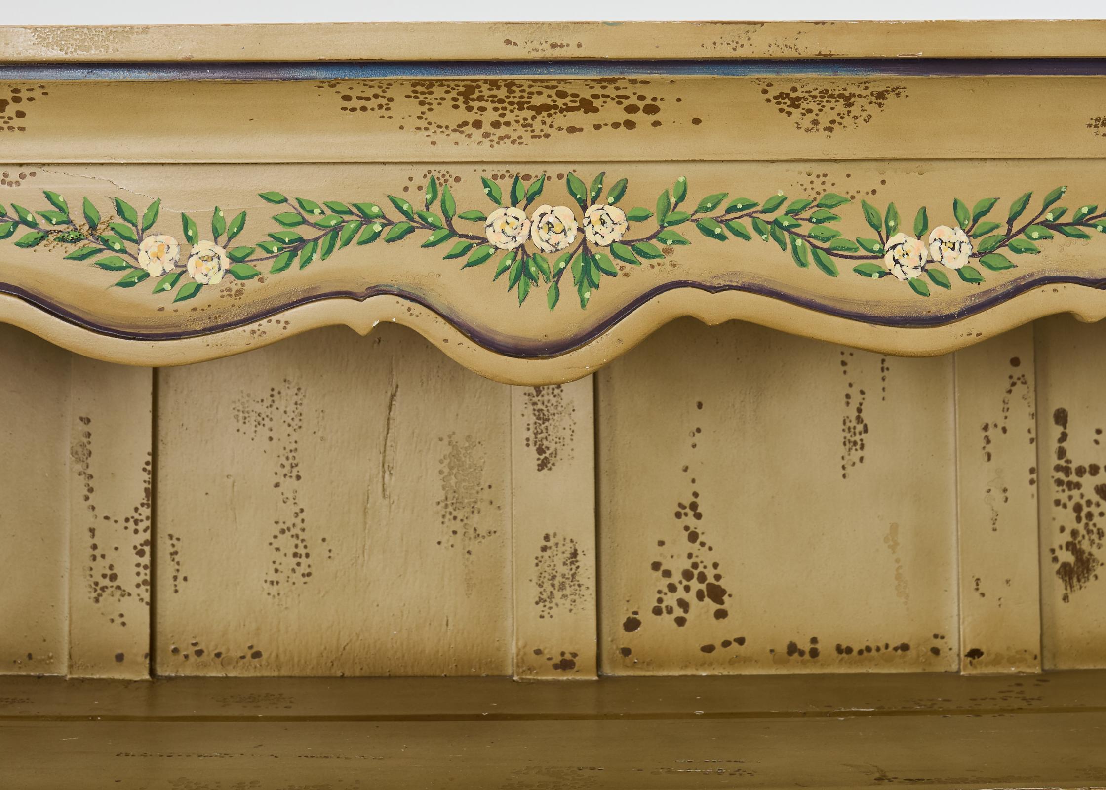 19th Century Swedish Painted Cupboard Dresser with Plate Rack 8