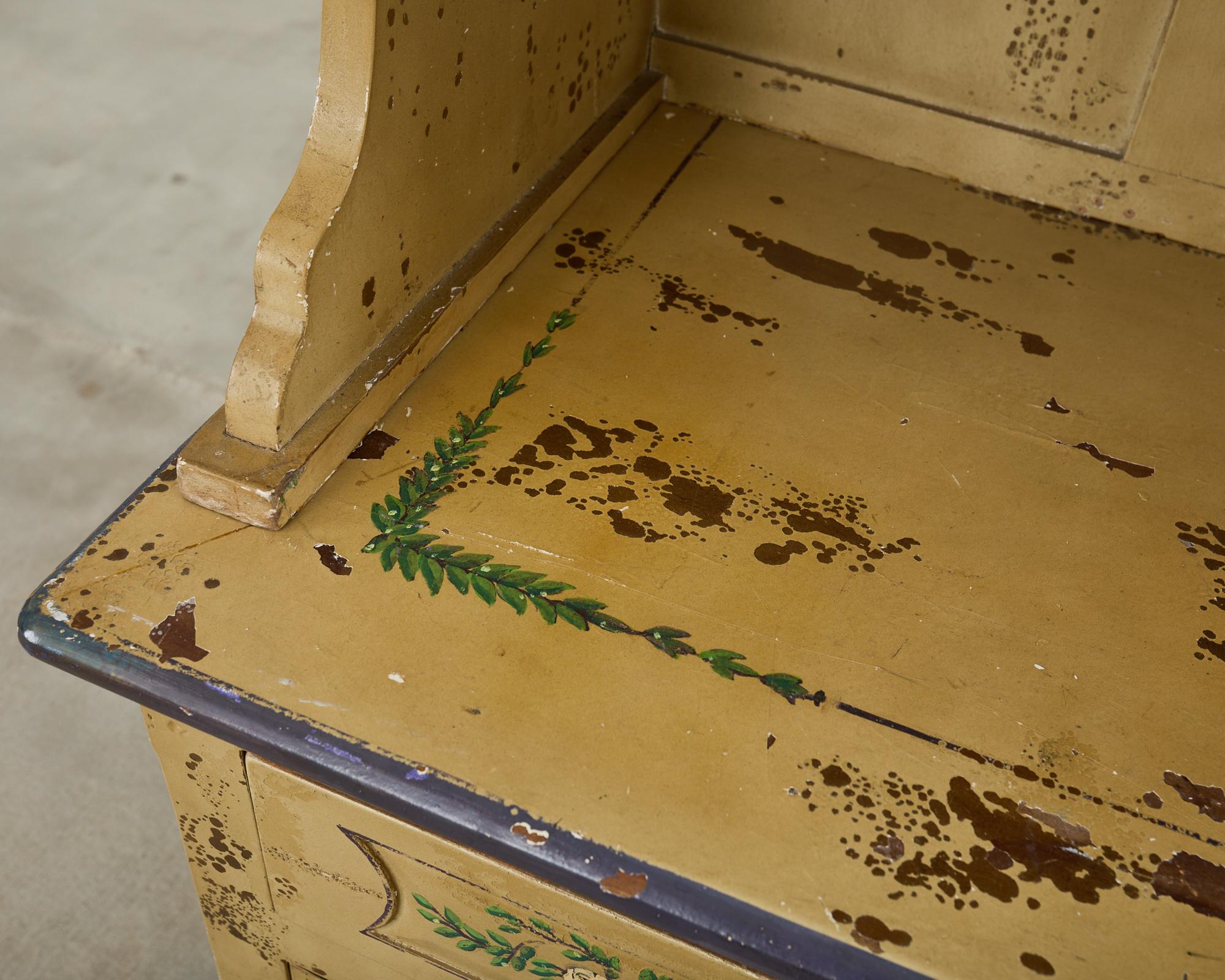 19th Century Swedish Painted Cupboard Dresser with Plate Rack 9