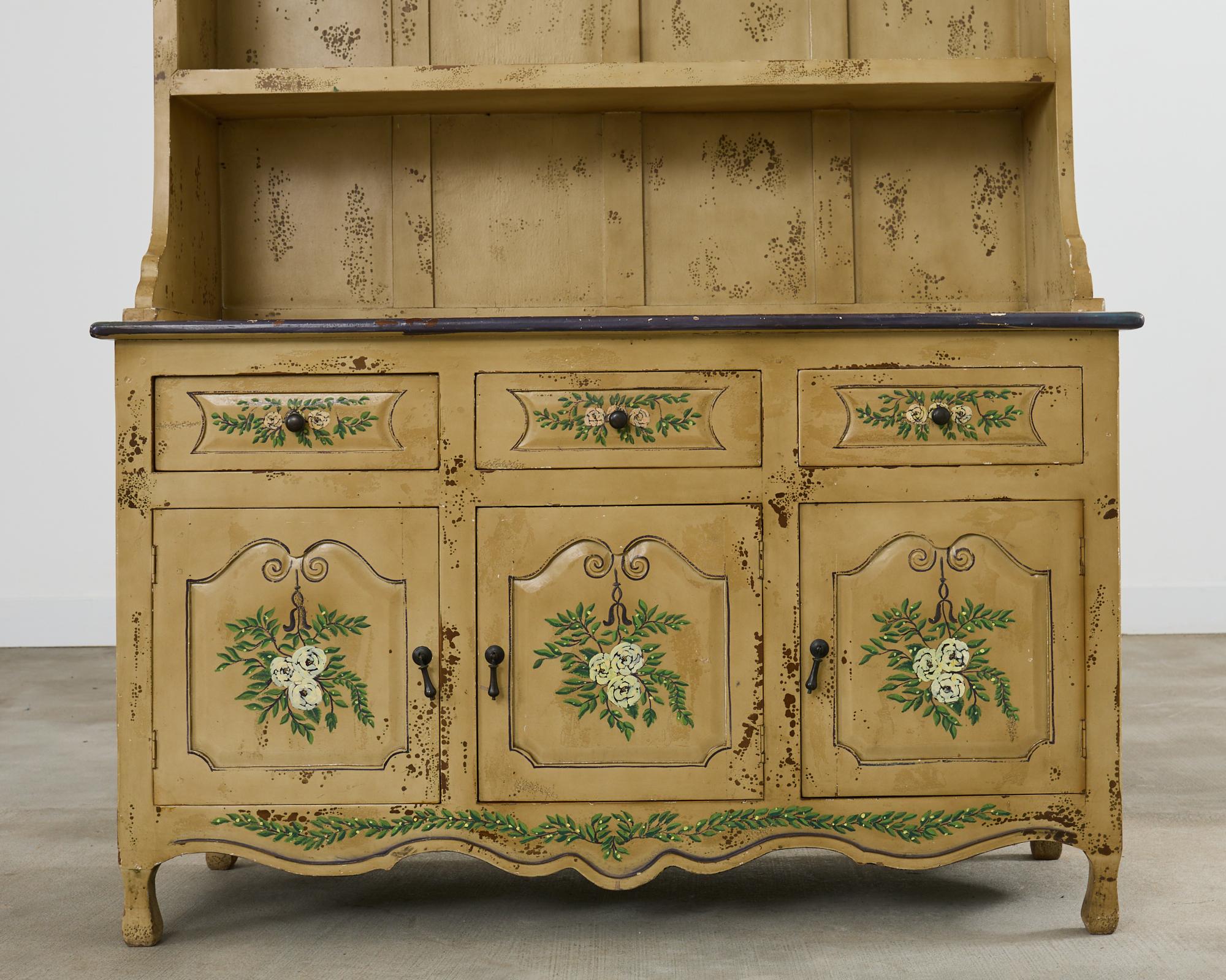 19th Century Swedish Painted Cupboard Dresser with Plate Rack 1