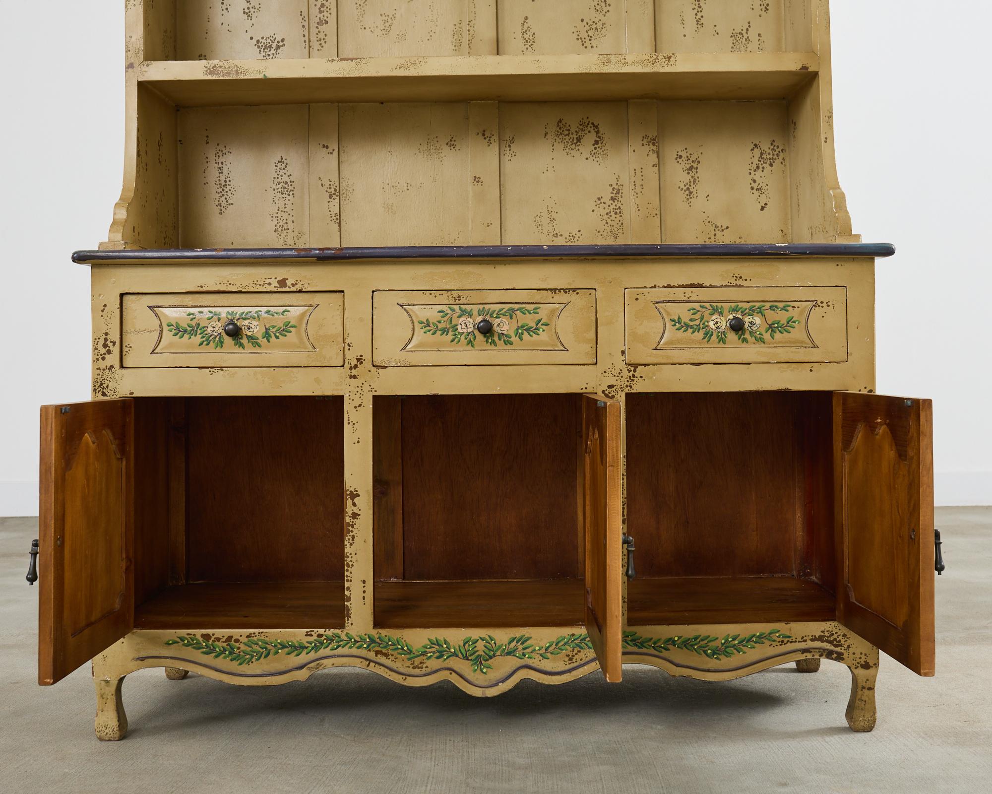19th Century Swedish Painted Cupboard Dresser with Plate Rack 2