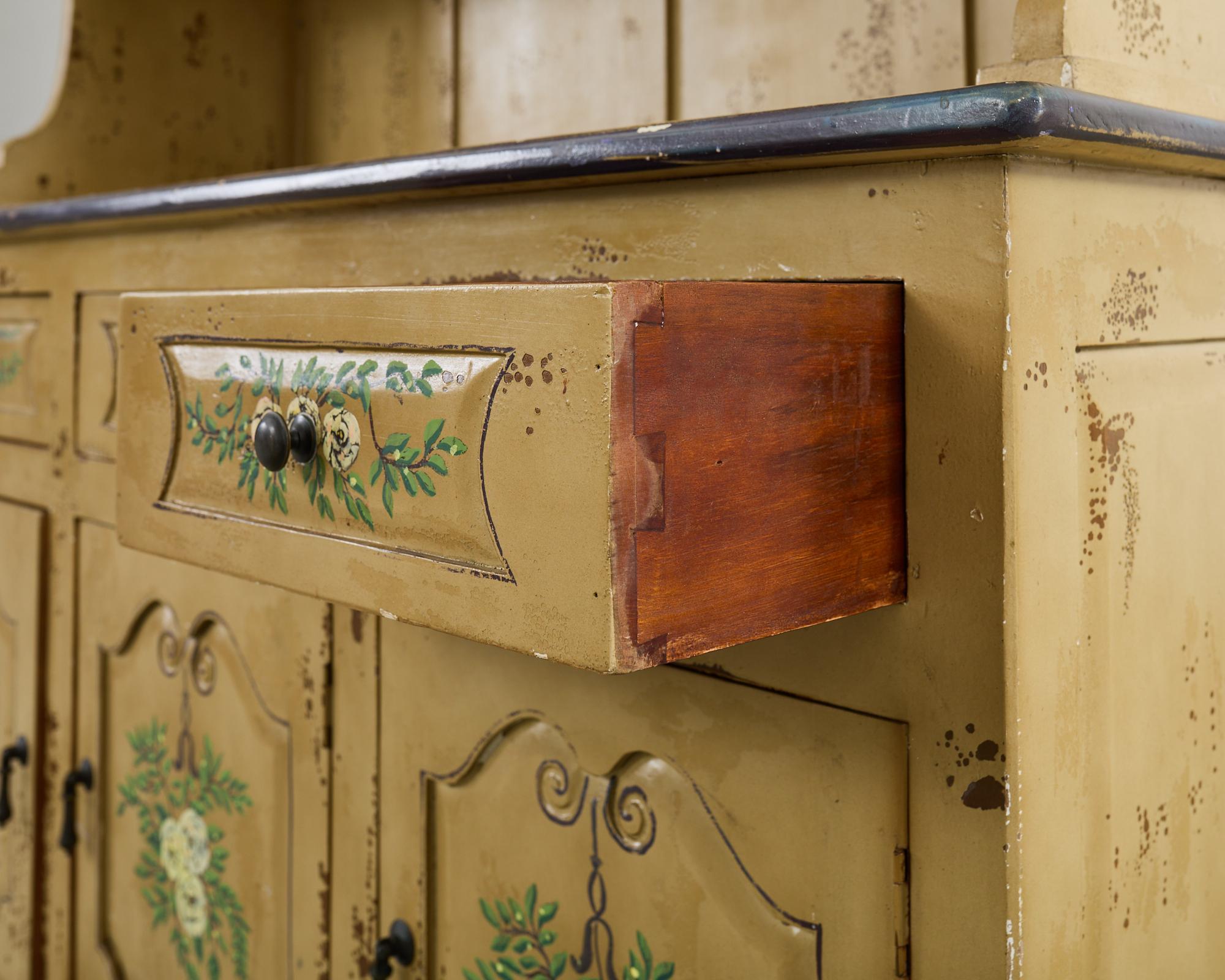 19th Century Swedish Painted Cupboard Dresser with Plate Rack 4