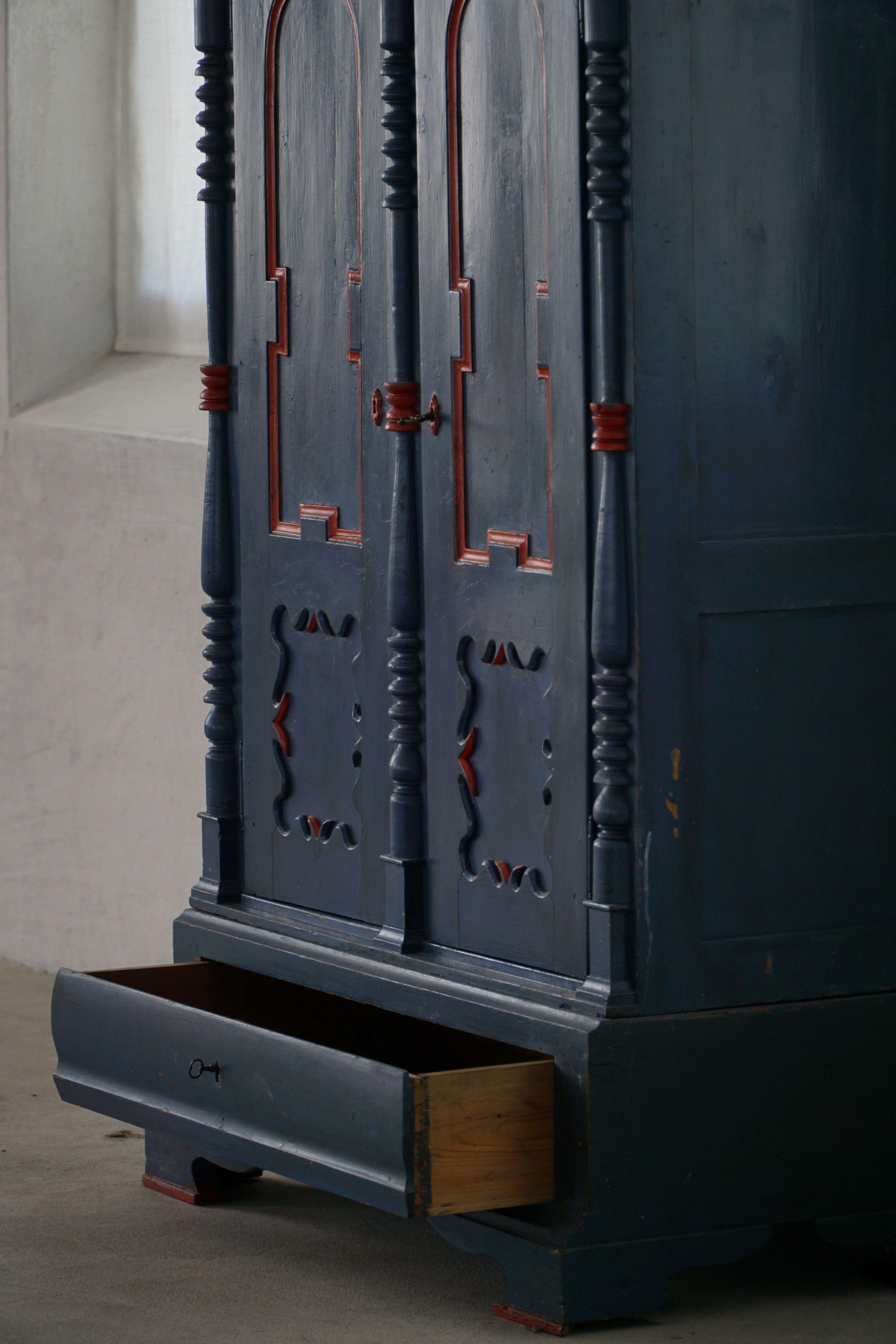 19th Century Swedish Painted Folk Art Cabinet, Handcrafted in Sweden For Sale 6