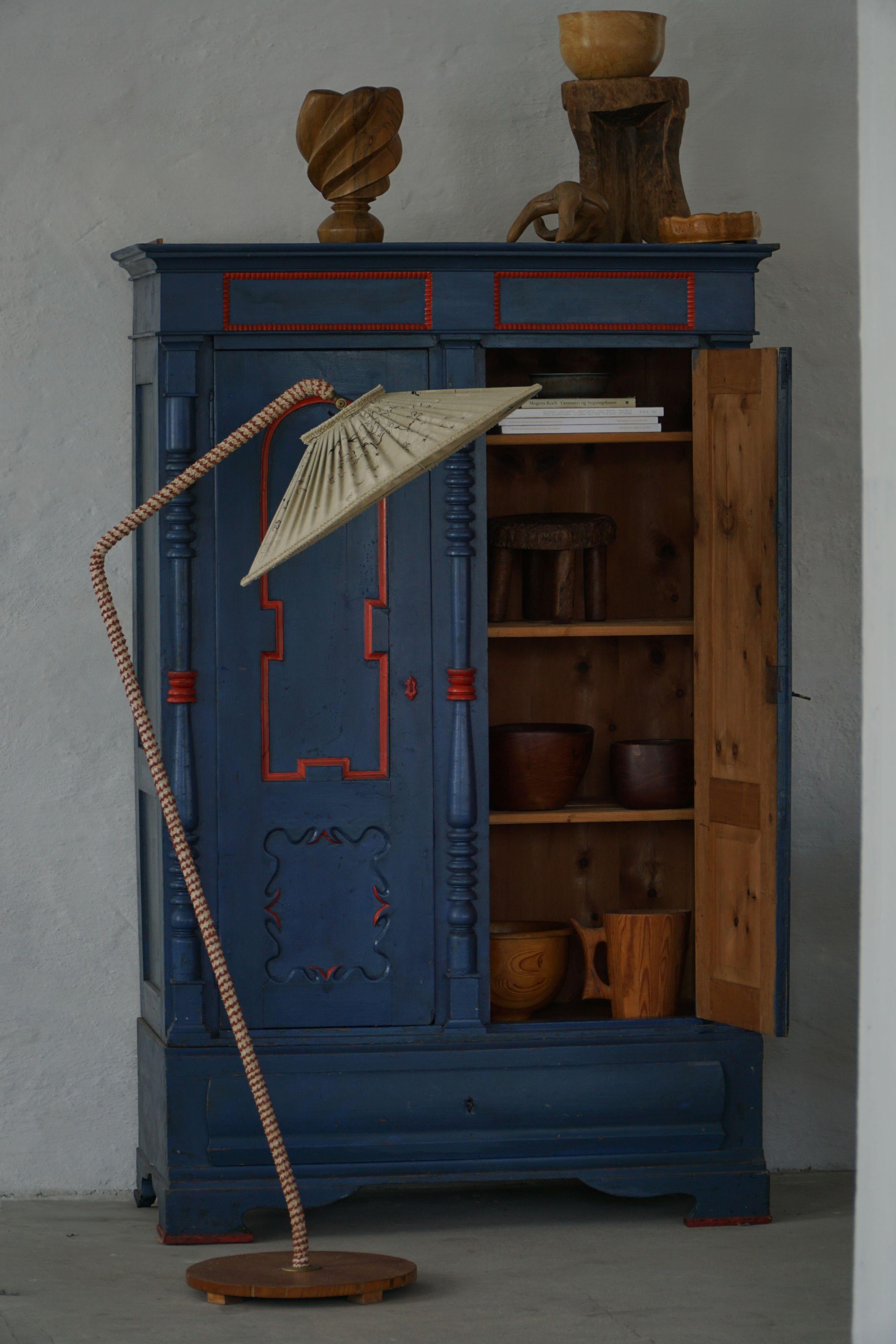 Hand-Painted 19th Century Swedish Painted Folk Art Cabinet, Handcrafted in Sweden For Sale