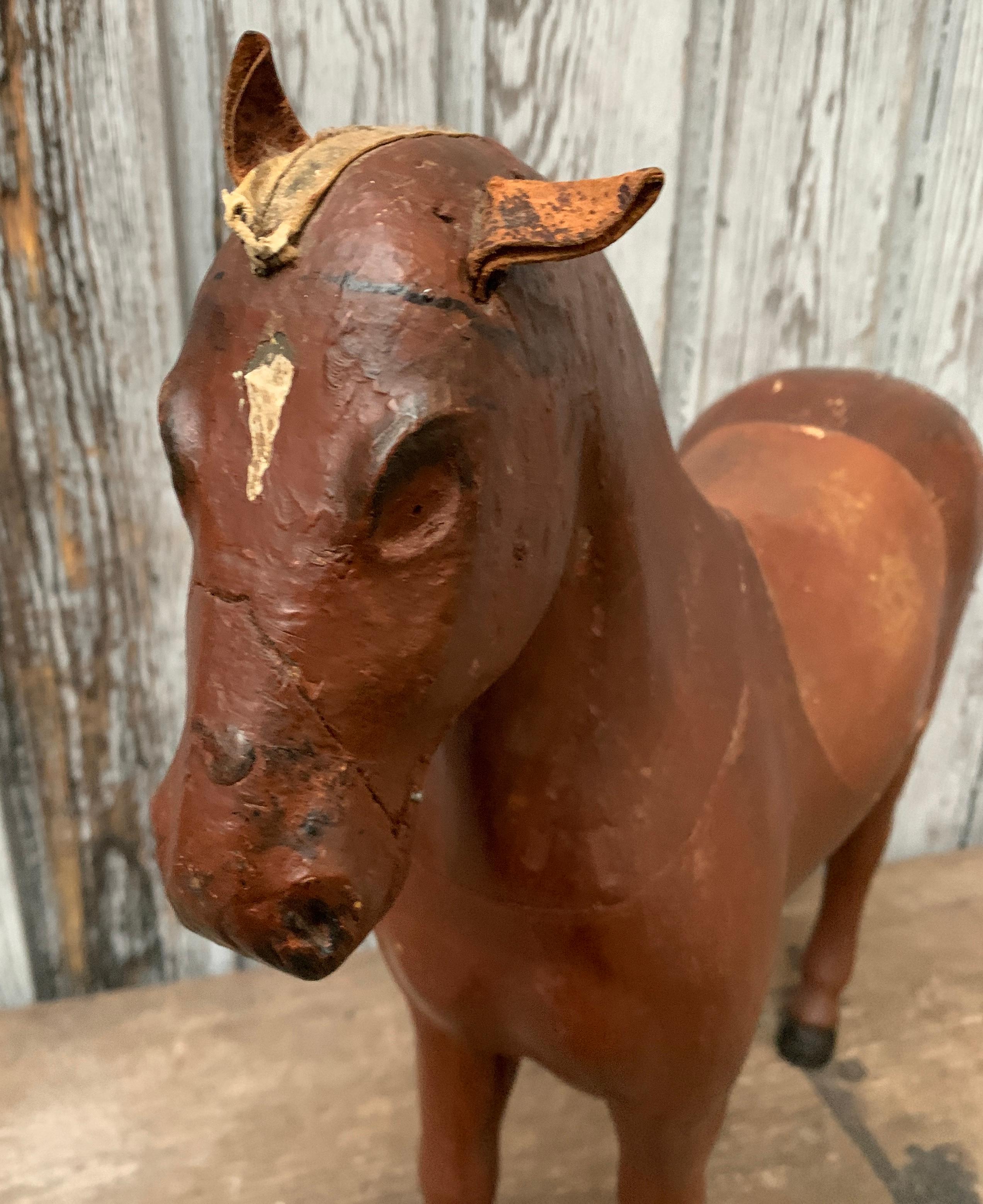 19th Century Swedish Painted Folk Art Wooden Horse at 1stDibs