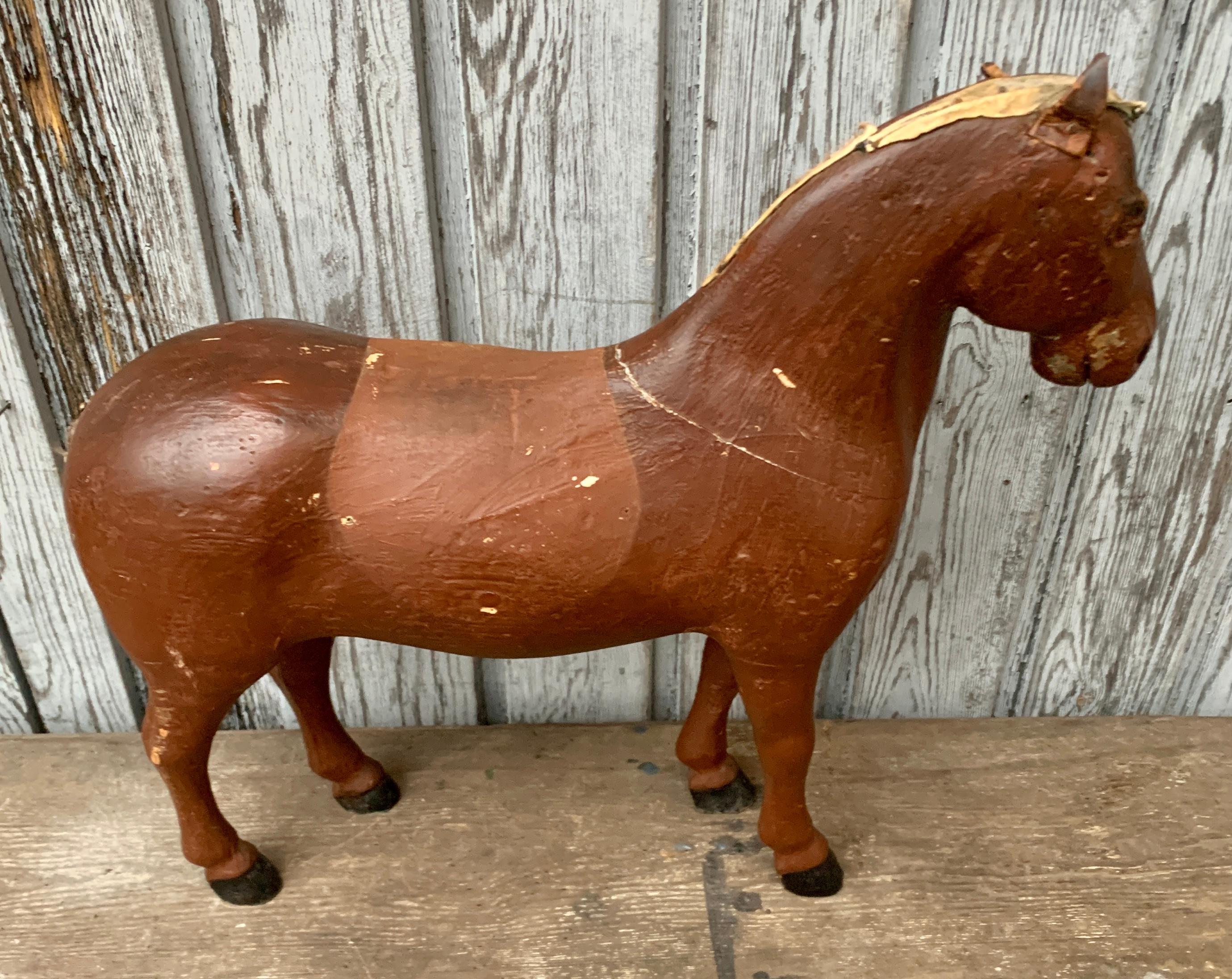 19th Century Swedish Painted Folk Art Wooden Horse at 1stDibs