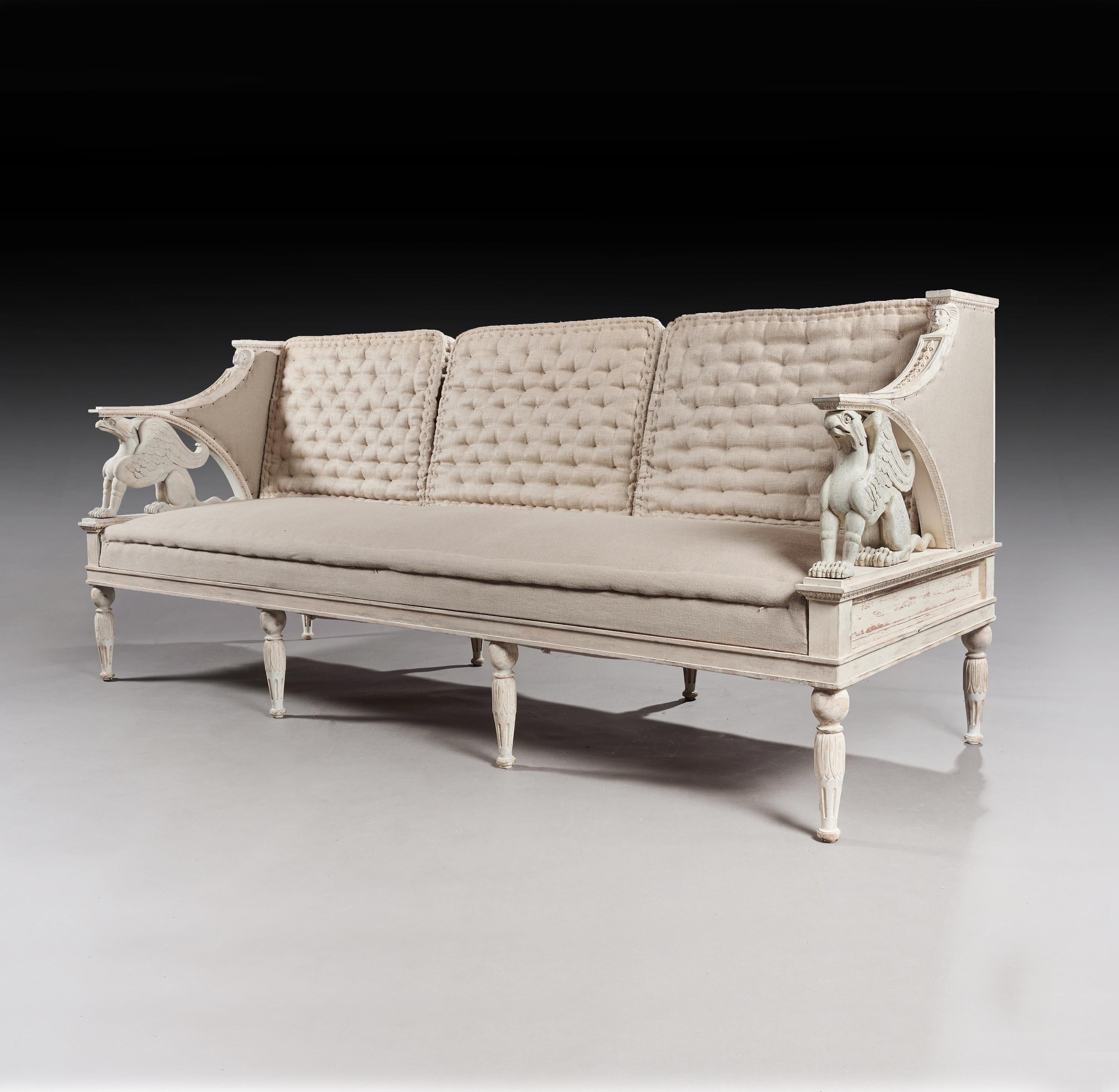 19th Century Swedish Painted Griffin Sofa Gustavian 5