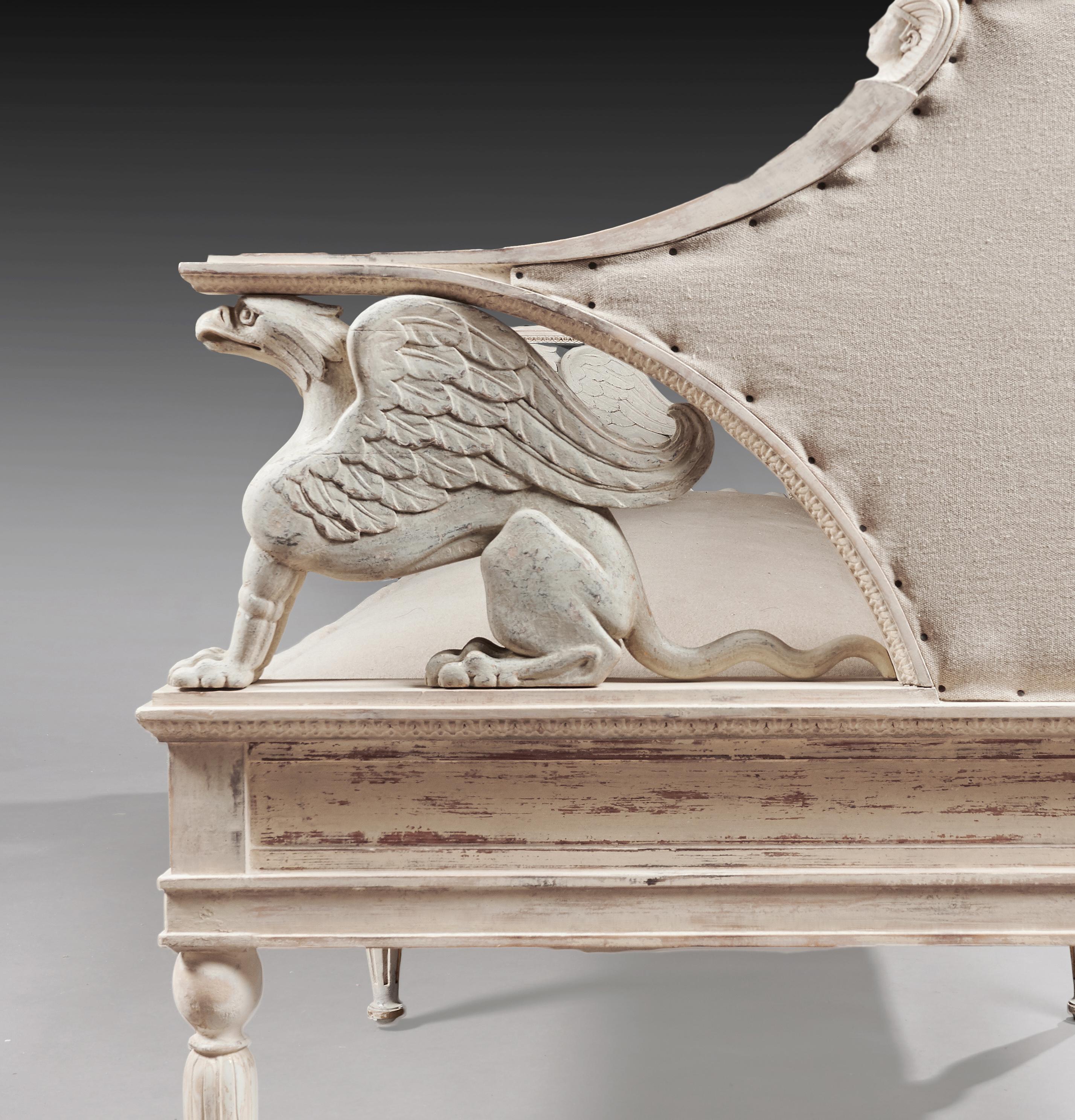 19th Century Swedish Painted Griffin Sofa Gustavian In Good Condition In Benington, Herts