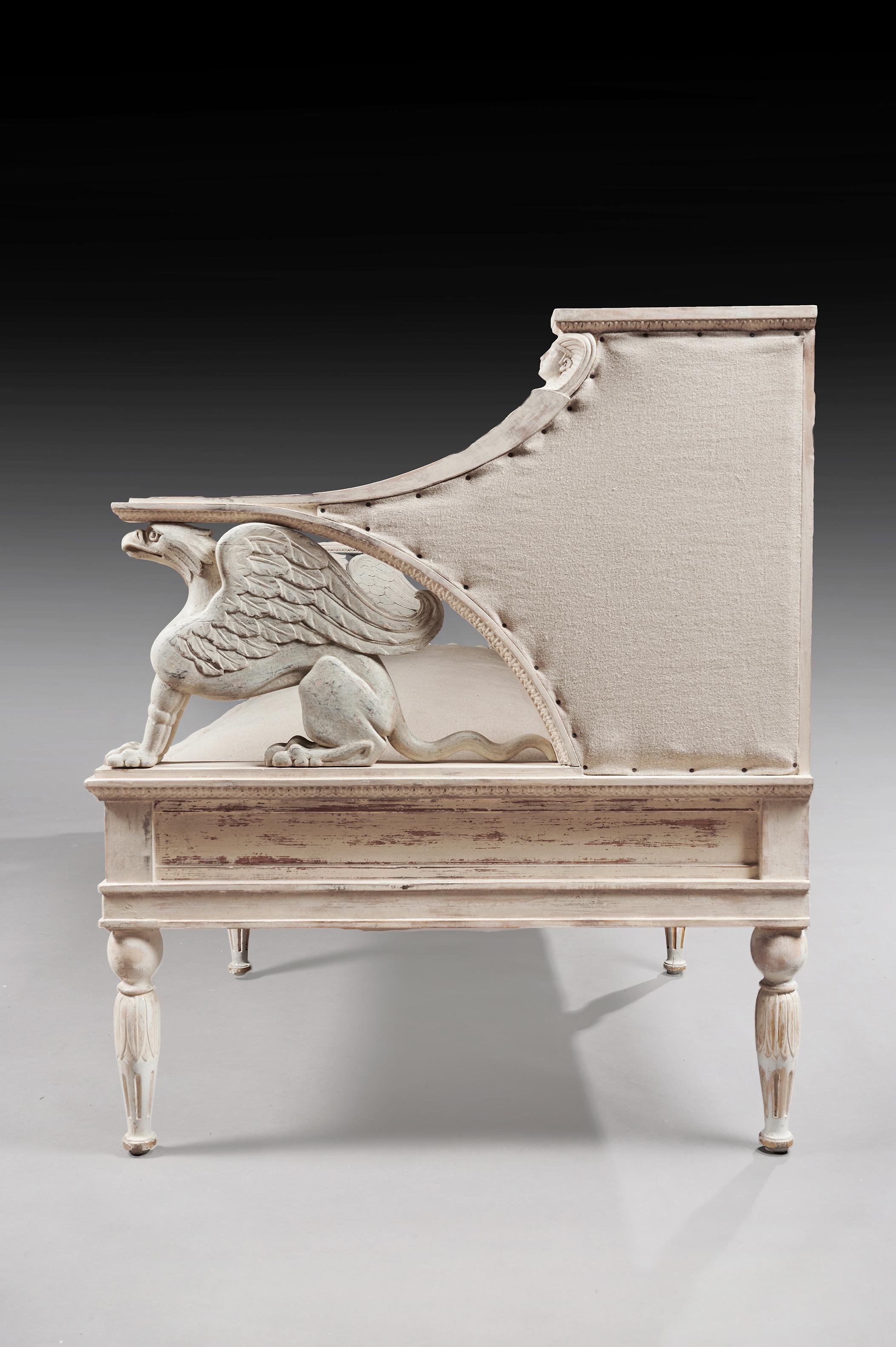 19th Century Swedish Painted Griffin Sofa Gustavian 1