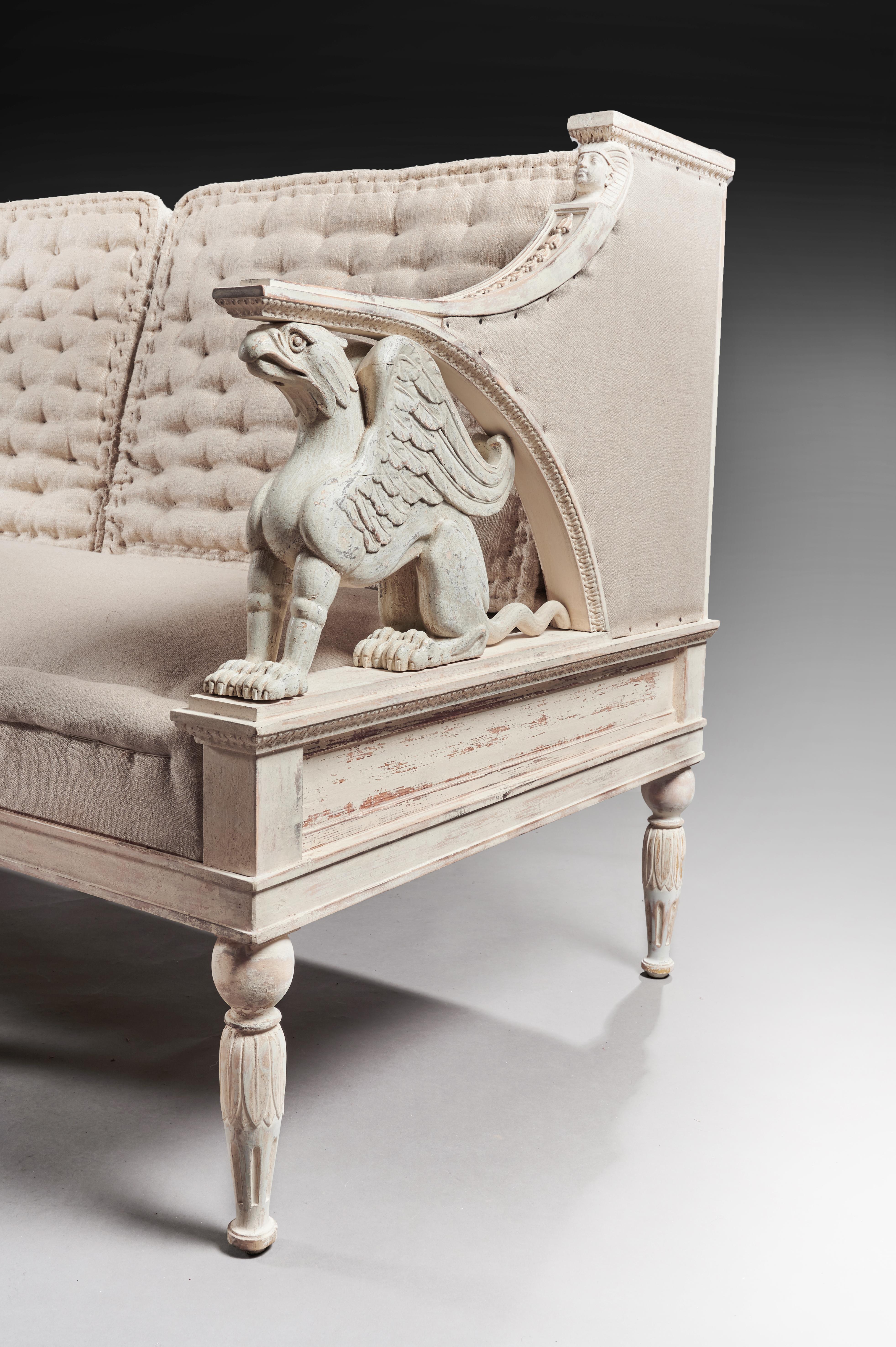 19th Century Swedish Painted Griffin Sofa Gustavian 2