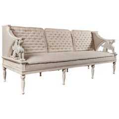 19th Century Swedish Painted Griffin Sofa Gustavian