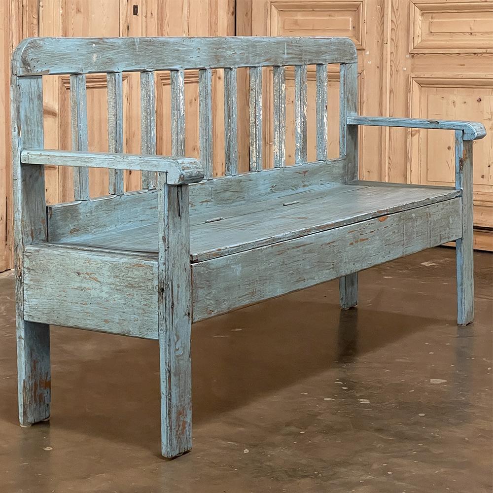 19th Century Swedish Painted Hall Bench For Sale 2