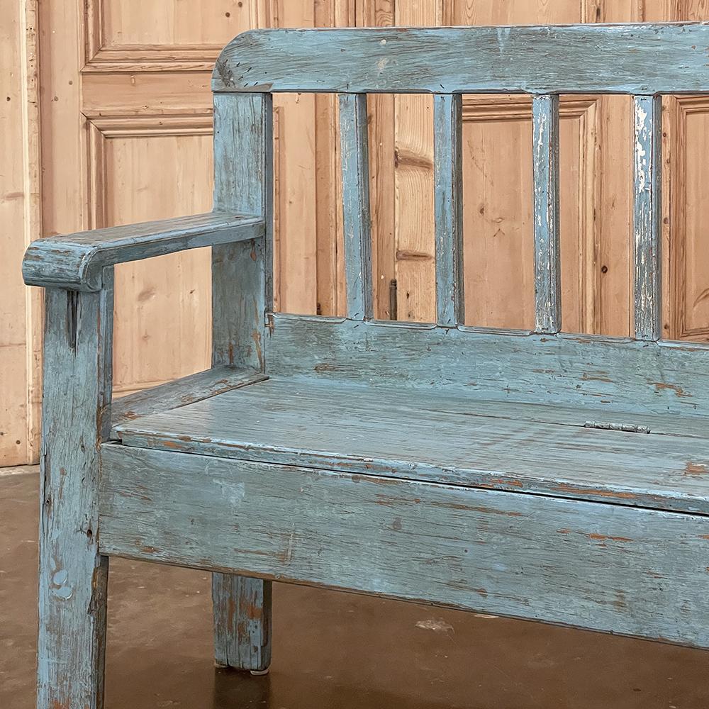 19th Century Swedish Painted Hall Bench For Sale 7