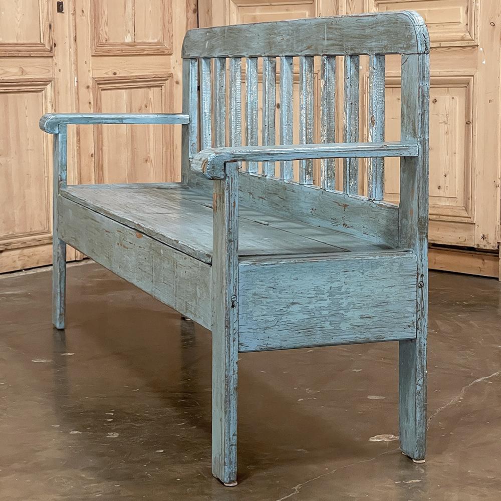 19th Century Swedish Painted Hall Bench For Sale 9