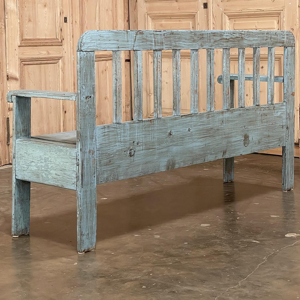 19th Century Swedish Painted Hall Bench For Sale 10