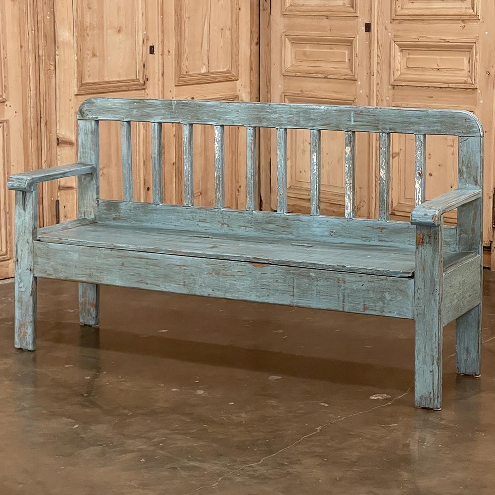 Gustavian 19th Century Swedish Painted Hall Bench For Sale