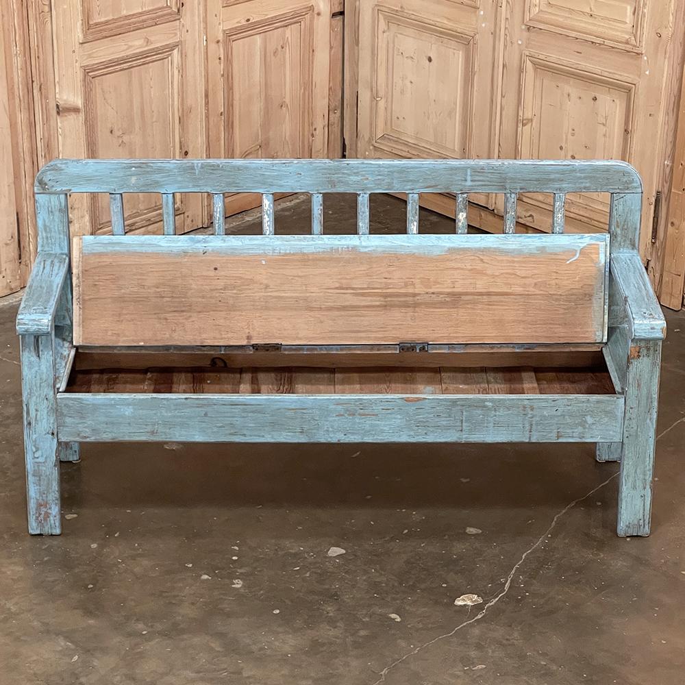 19th Century Swedish Painted Hall Bench In Good Condition For Sale In Dallas, TX