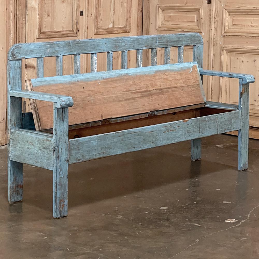 Late 19th Century 19th Century Swedish Painted Hall Bench For Sale