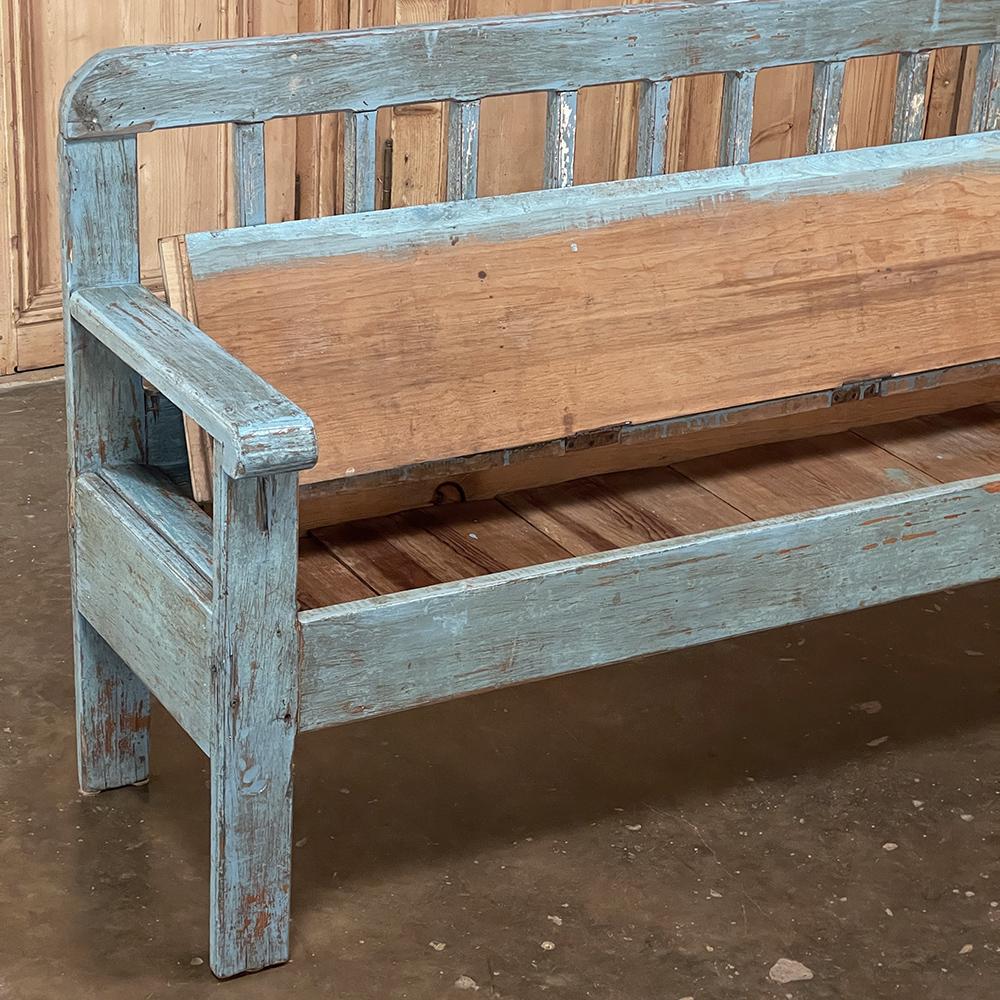 Pine 19th Century Swedish Painted Hall Bench For Sale