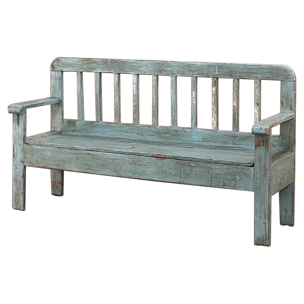 19th Century Swedish Painted Hall Bench