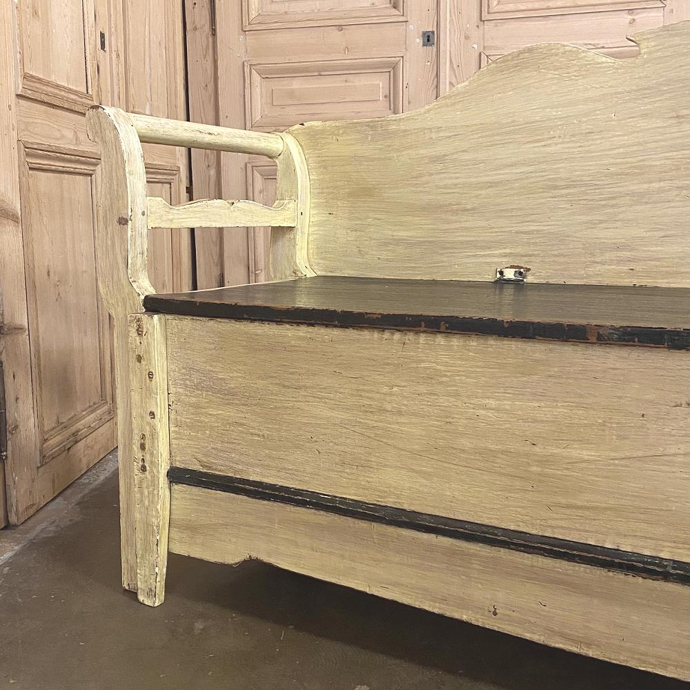 19th Century Swedish Painted Hall Bench, Trundle Bed For Sale 3