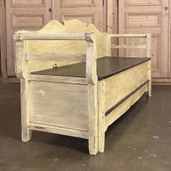 19th Century Swedish Painted Hall Bench, Trundle Bed