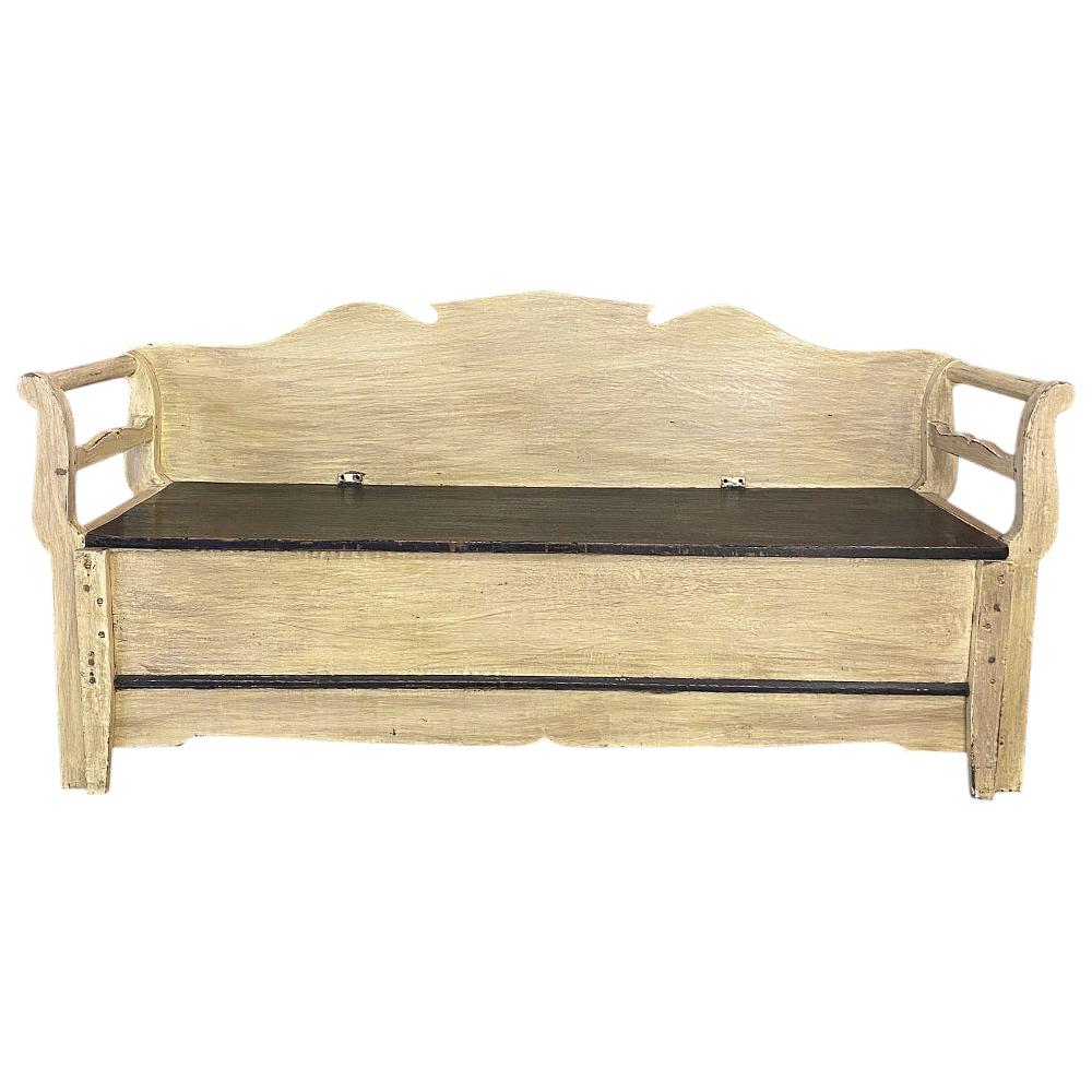 19th Century Swedish Painted Hall Bench, Trundle Bed For Sale