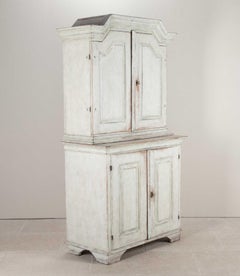 19th Century Swedish Painted Linen Cupboard