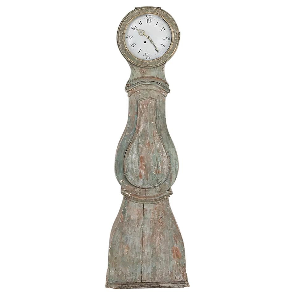 19th Century Swedish Painted Long Case Clock