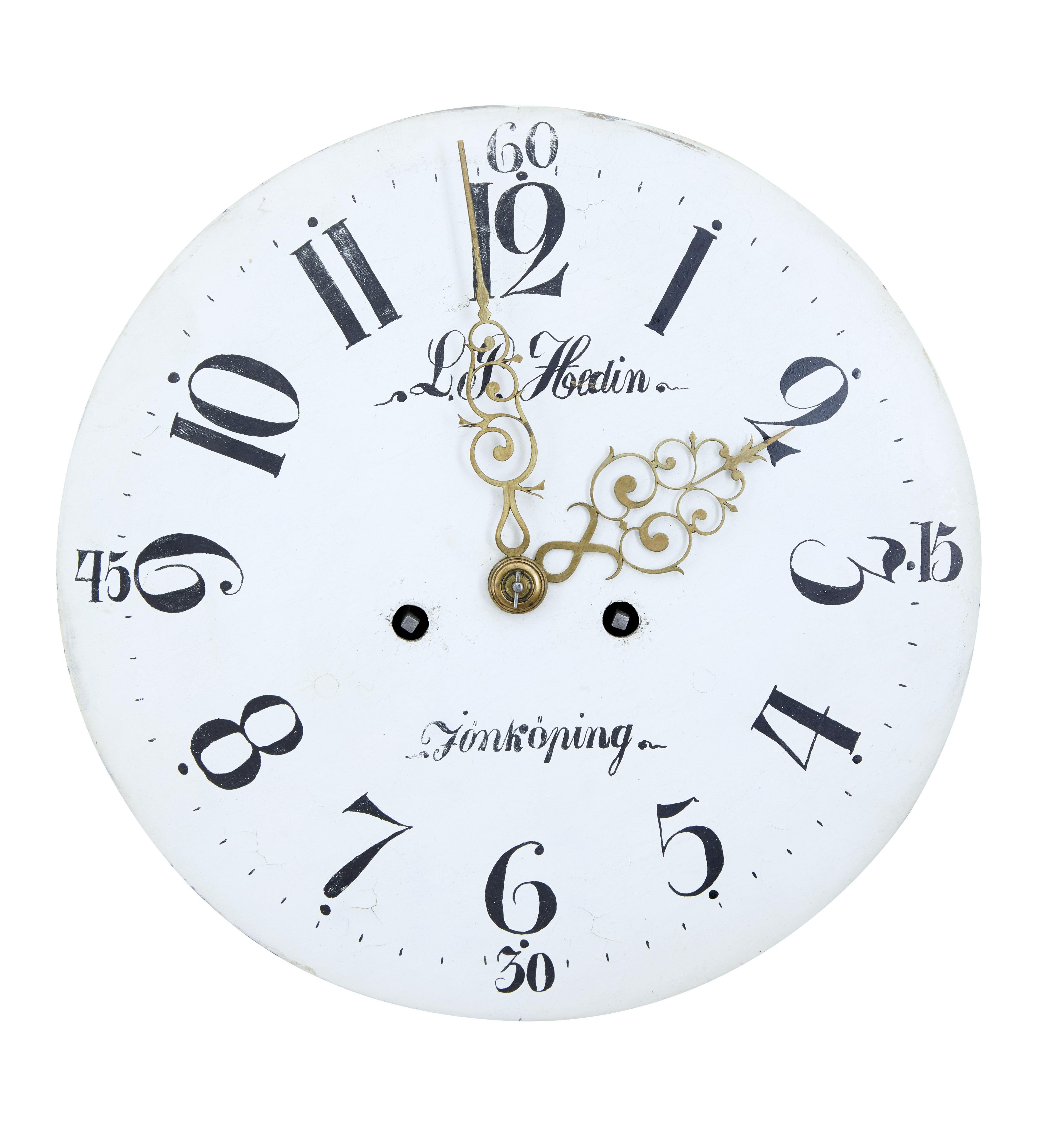 Pine 19th Century Swedish Painted Longcase Clock